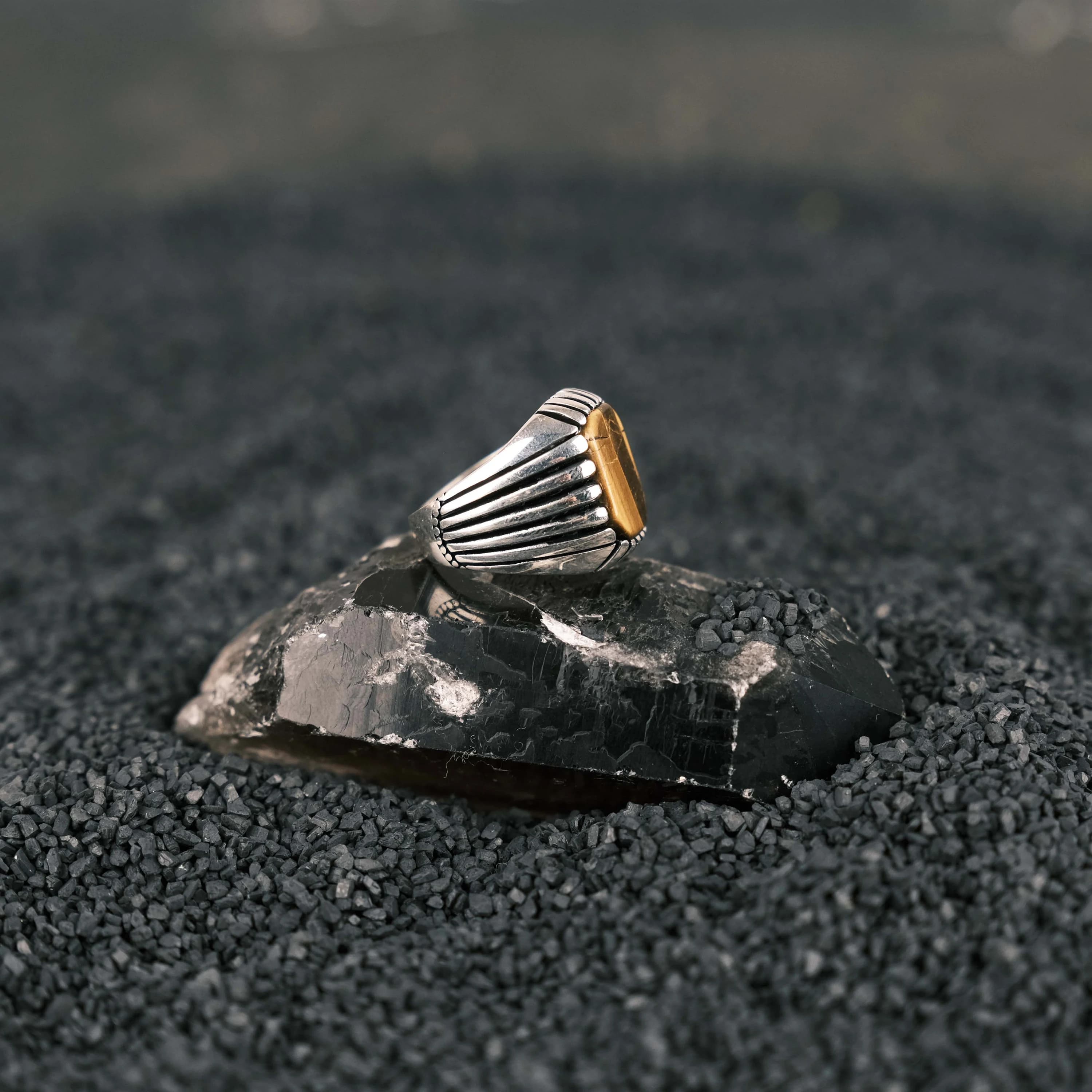 Handmade Tiger Eye Stone 925 Sterling Silver Ring - Unisex - image 3