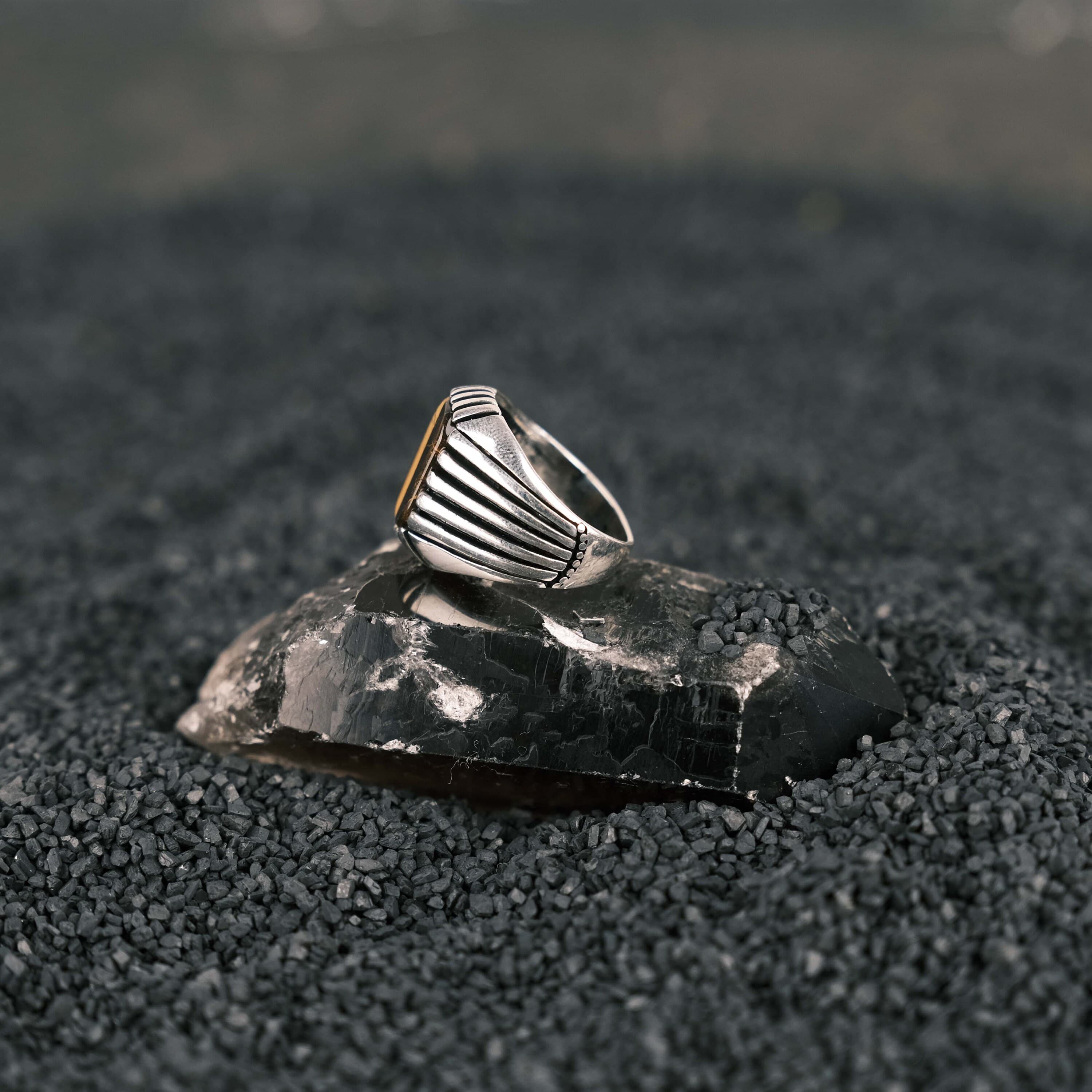 Handmade Tiger Eye Stone 925 Sterling Silver Ring - Unisex - image 4