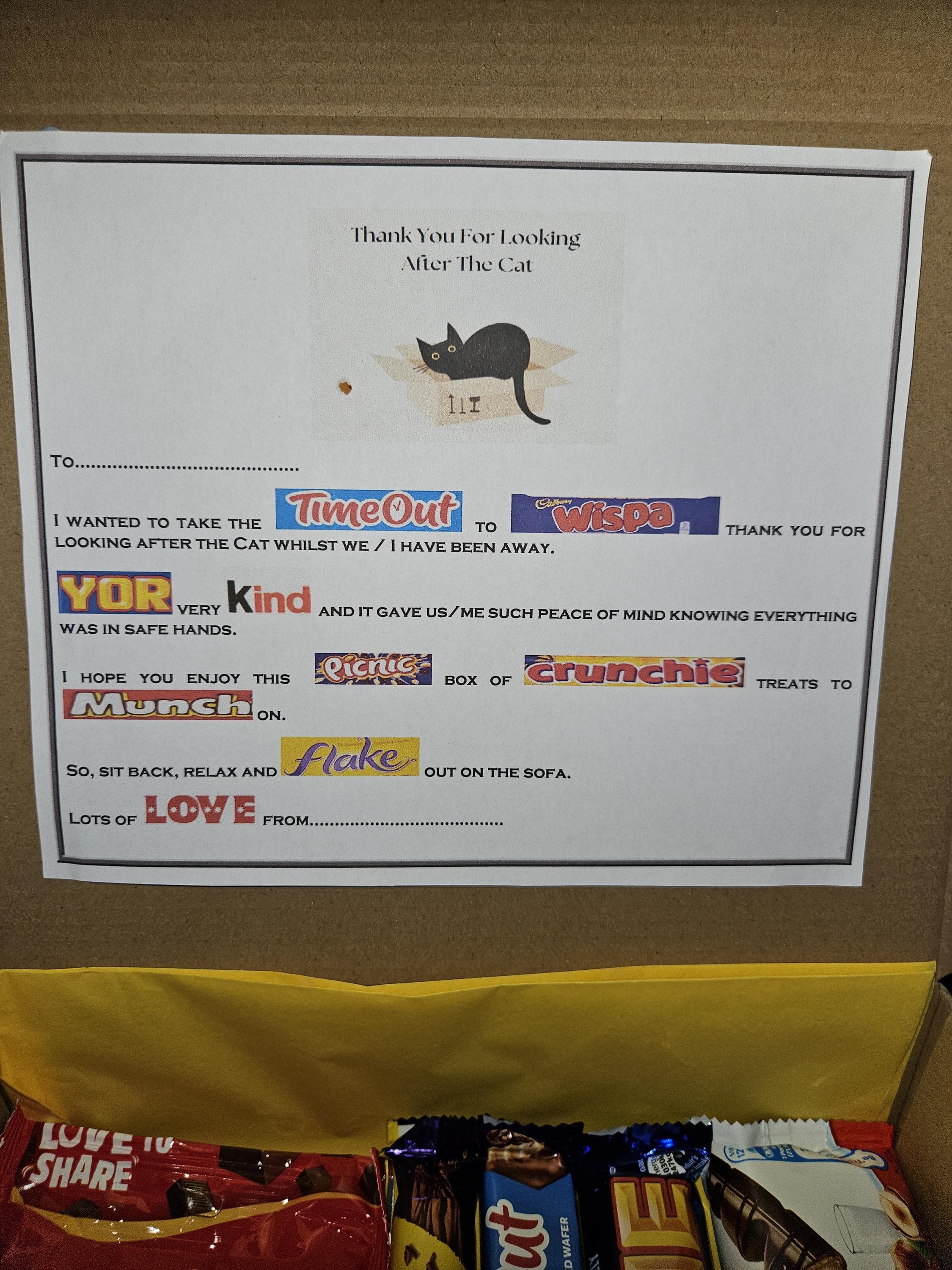 Cat Sitter Thank You Gift - Sweet Treats for Looking After the Cat - Pet Sitter Appreciation Box, Thank you sweet treat box , Pet gifts - image 2