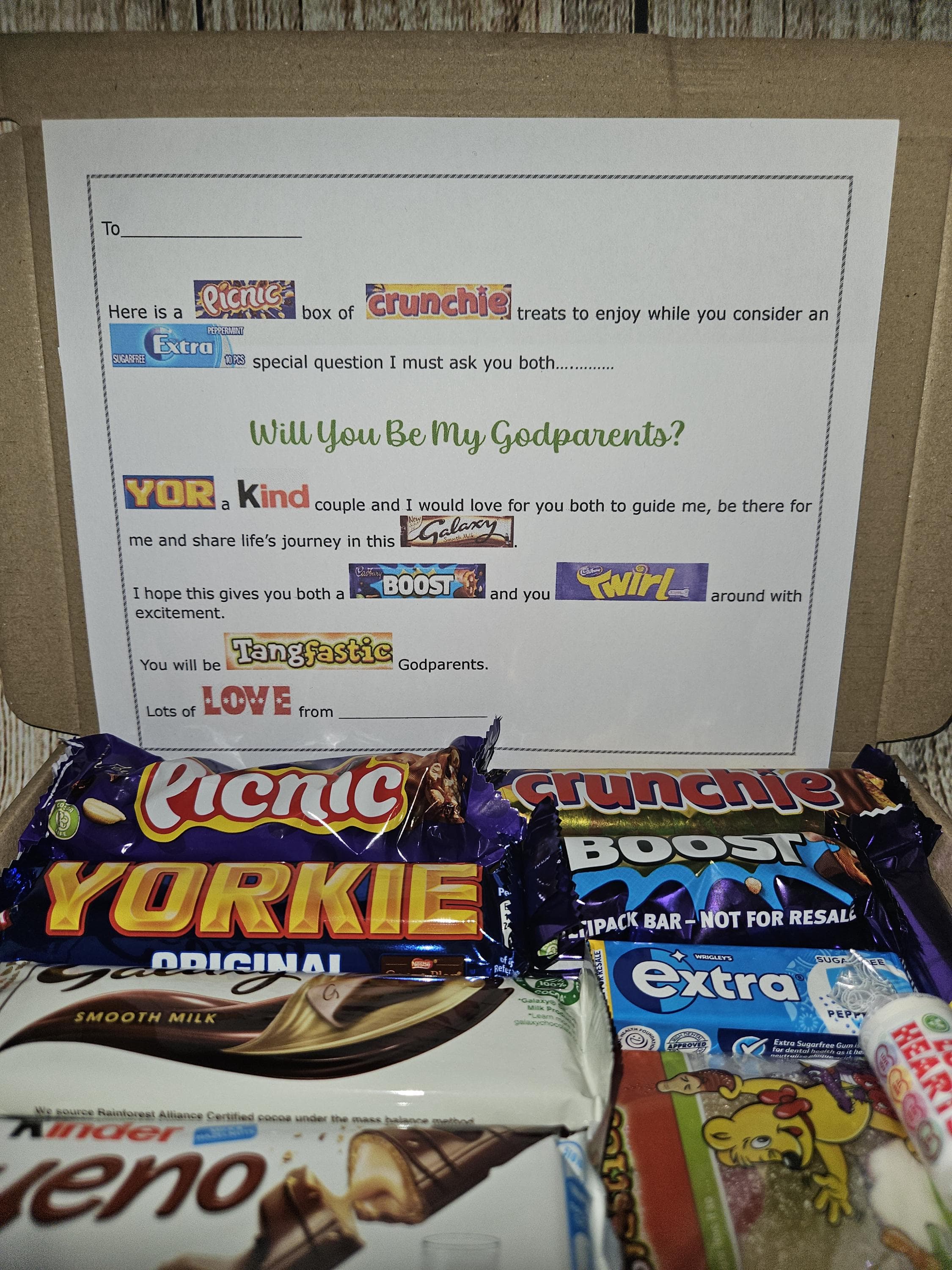 Will you be my godparents? | Sweet treat box | Personalised godparents gift | Custom godparent | Christening gifts for godparents - image 2