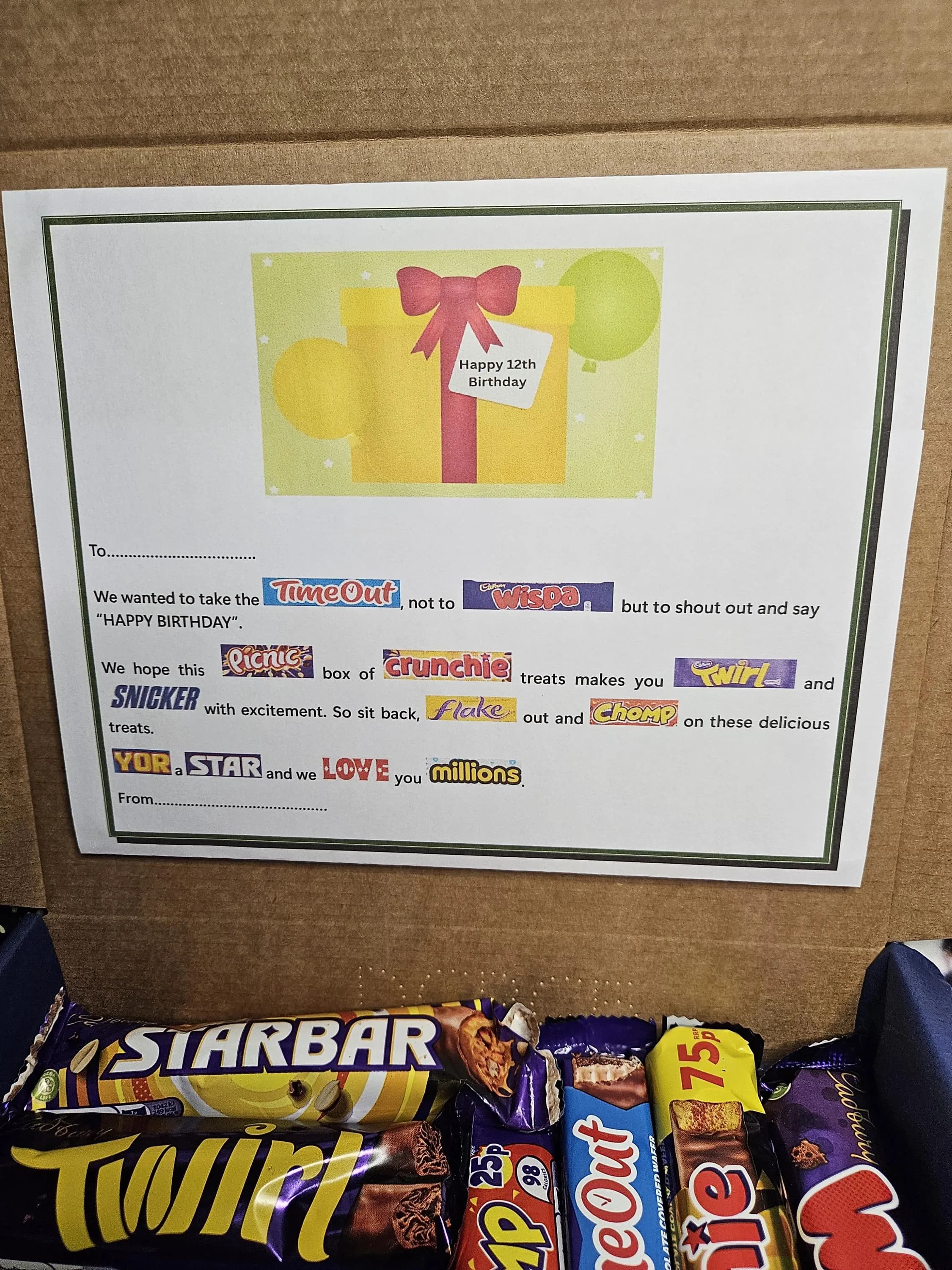 12th Birthday Sweet Treat Box | Personalised Sweet Box | Teen Birthday Gift | Personalised Birthday Gift Poem Chocolate Treats Box Hamper - image 4