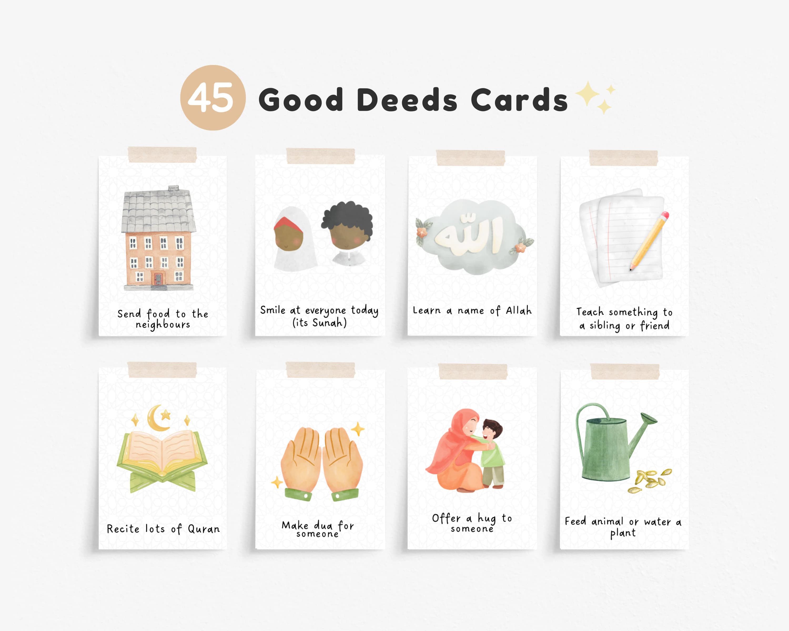 45 Islamic Good Deed Cards for Muslim Kids