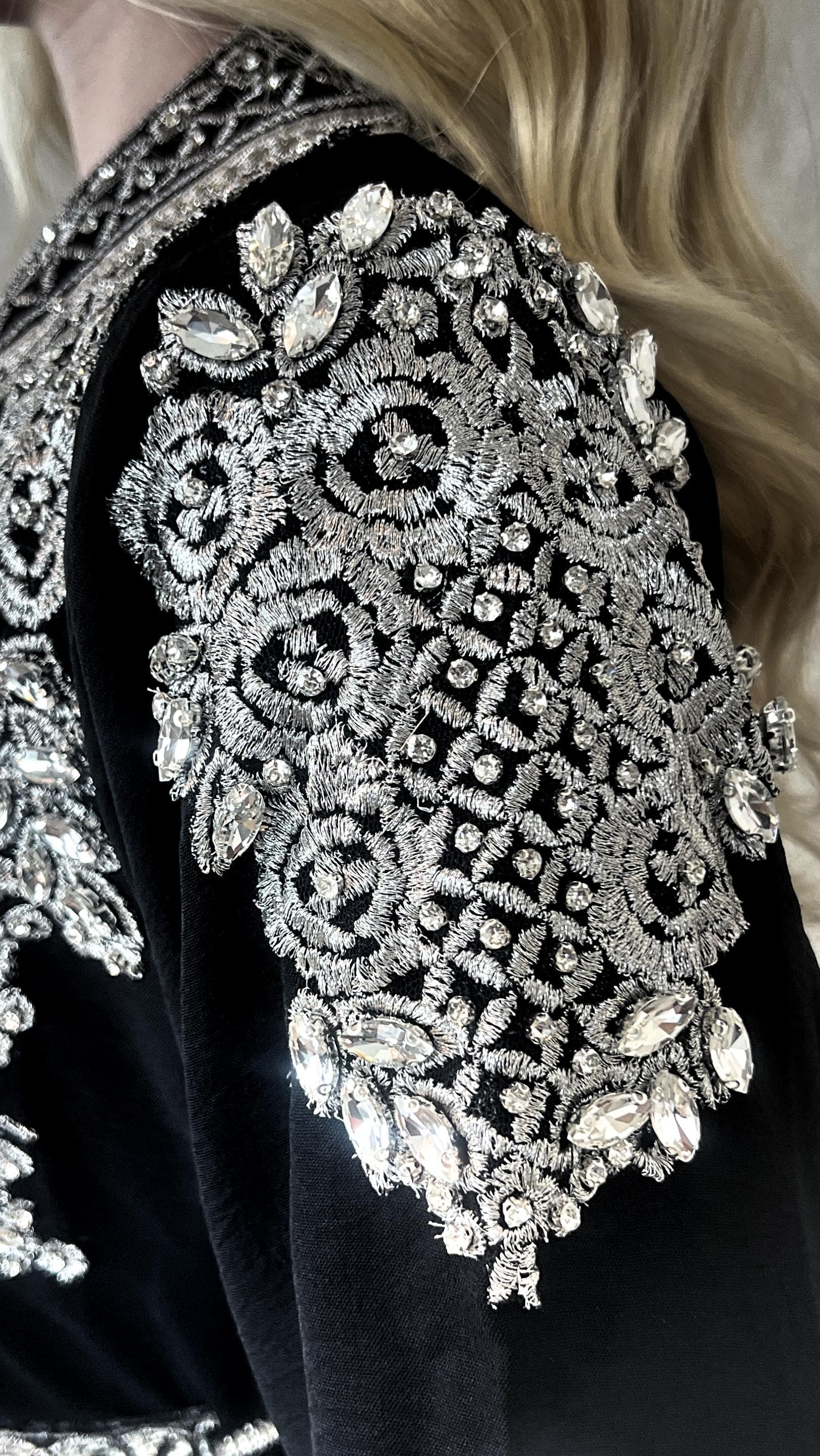 Kaftan Balkies mit Abaya, schwarz, Trompetenärmel, Gürtel, silber Stickerei, Abendkleid, Hochzeitsdress, Verlobung, Hennakleid, Festkleid - image 2