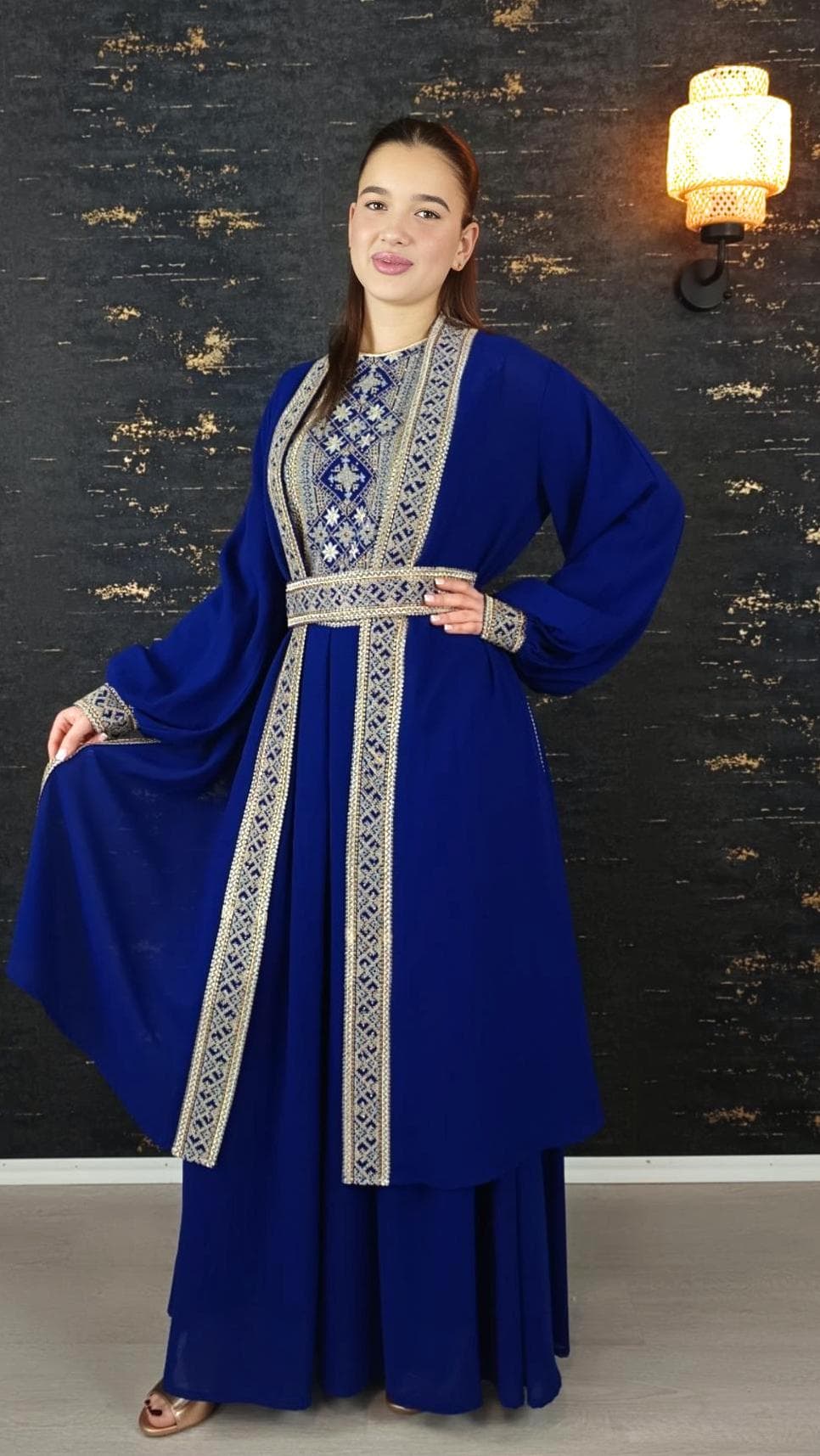 Overall Sindibad mit Abaya, royalblau, Hochzeit, Hosenanzug, Jumpsuit, Dubai Kaftan, Hennakleid, Kaftan Dress, Kaftan Frauen, Abendkleid - image 3