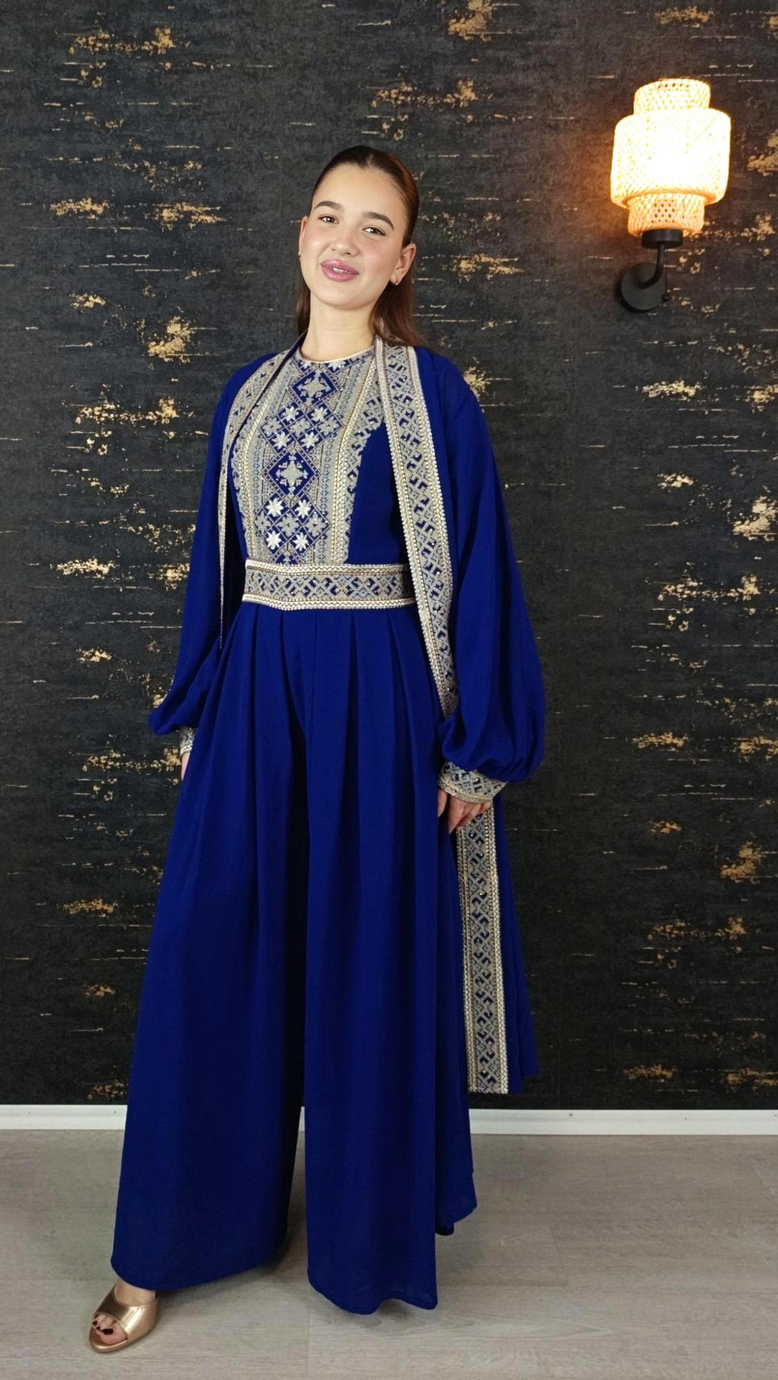 Overall Sindibad mit Abaya, royalblau, Hochzeit, Hosenanzug, Jumpsuit, Dubai Kaftan, Hennakleid, Kaftan Dress, Kaftan Frauen, Abendkleid - image 5