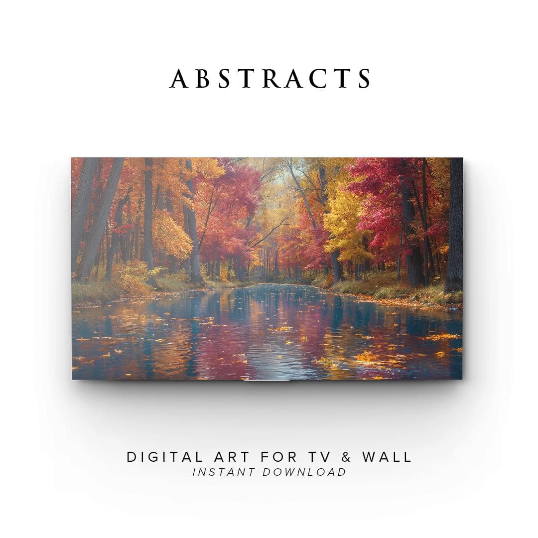 Samsung Frame TV Art Autumn River Abstract Set | Digital Download - image 3