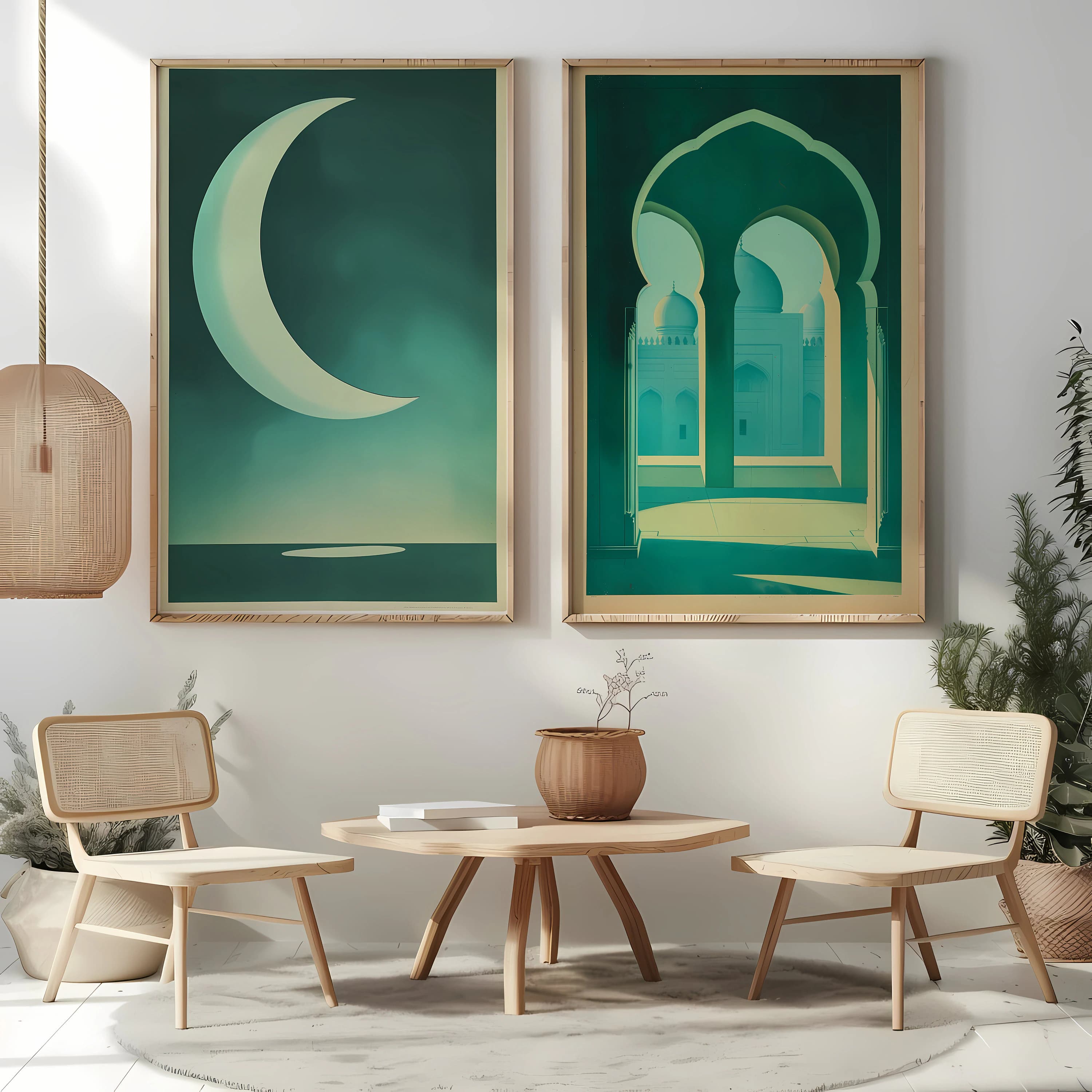 Ramadan Digital Print | Set of 2 | Ramadan Decoration | Ramadan Wall Art | Ramadan Crescent and Mosque | Islamic Art - image 3