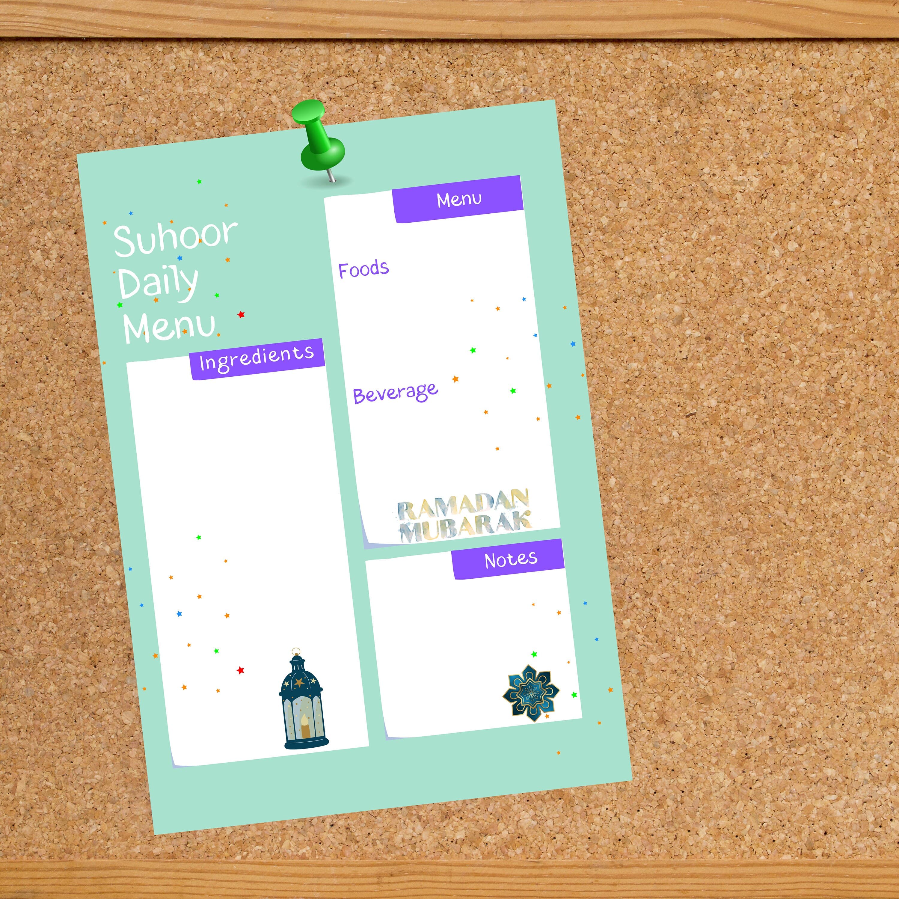 Ramadan Suhoor Menu Planner for Kids: Islamic Printable (Digital Download) - image 3