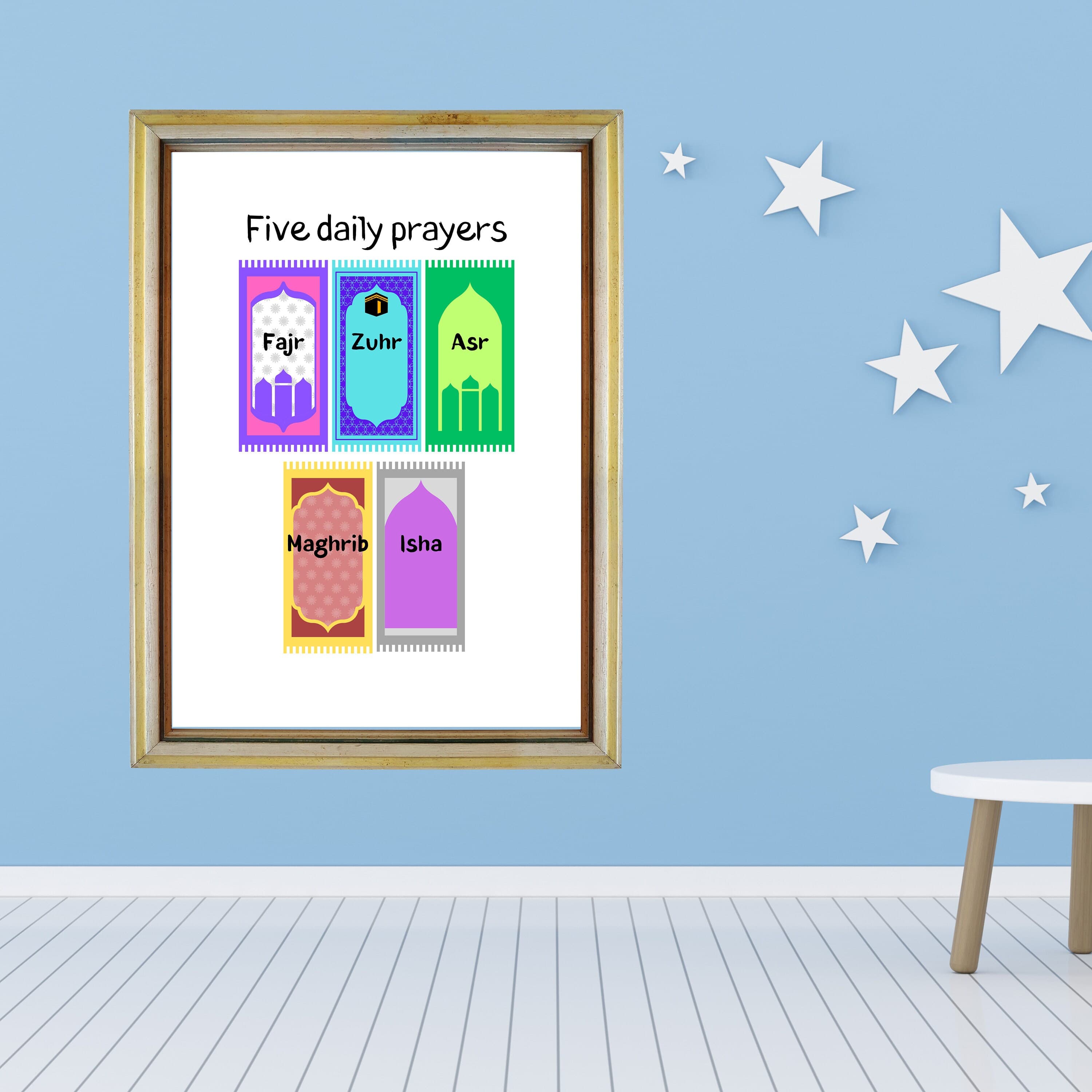 Five Daily Prayers Print: Islamic Kids Room Decor (Digital Download) - image 5