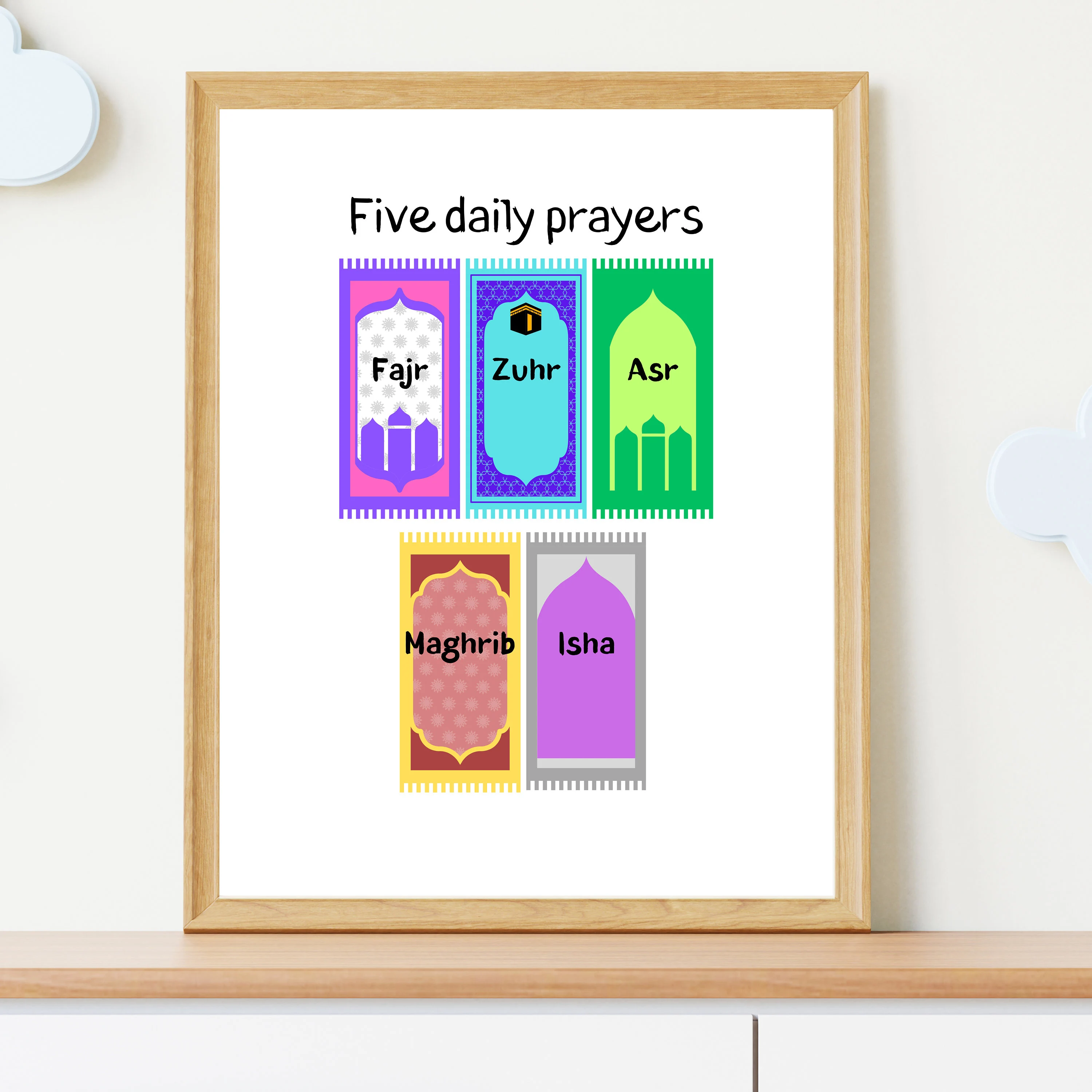Five Daily Prayers Print: Islamic Kids Room Decor (Digital Download) - image 3