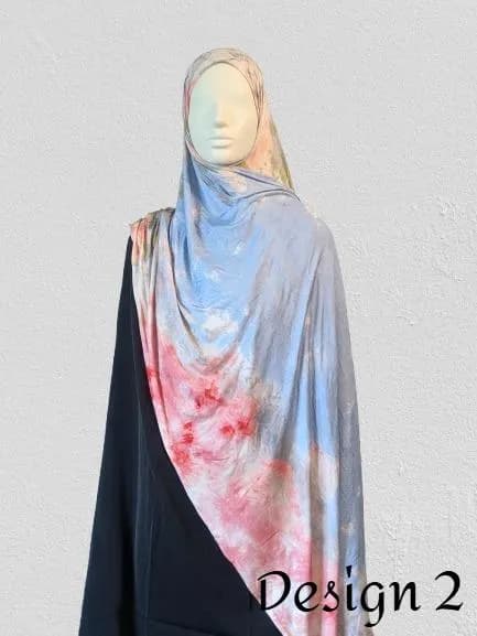 Watercolor Floral Inspired One Sided Printed Jersey Hijab | Cotton Jersey Scarf | Soft Floral Abstract Hijab - image 2