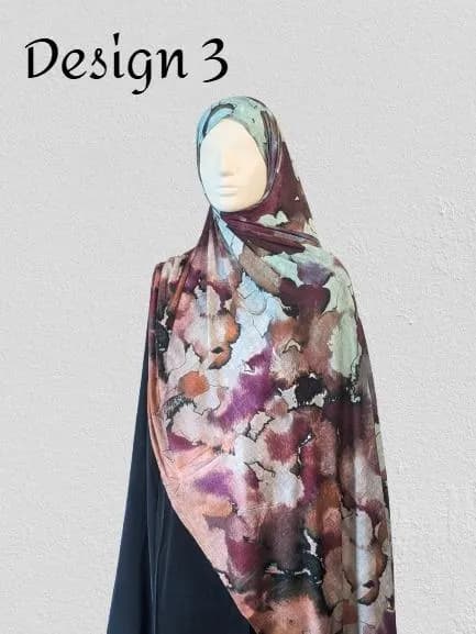 Watercolor Floral Inspired One Sided Printed Jersey Hijab | Cotton Jersey Scarf | Soft Floral Abstract Hijab - image 4