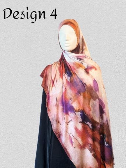 Watercolor Floral Inspired One Sided Printed Jersey Hijab | Cotton Jersey Scarf | Soft Floral Abstract Hijab - image 5