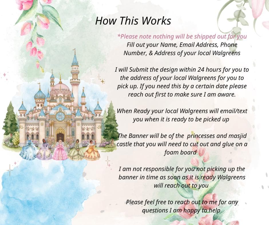 Muslim Princess and Castle Banner muslim princess masjid castle princess Eid banner princess ramadan banner - image 3