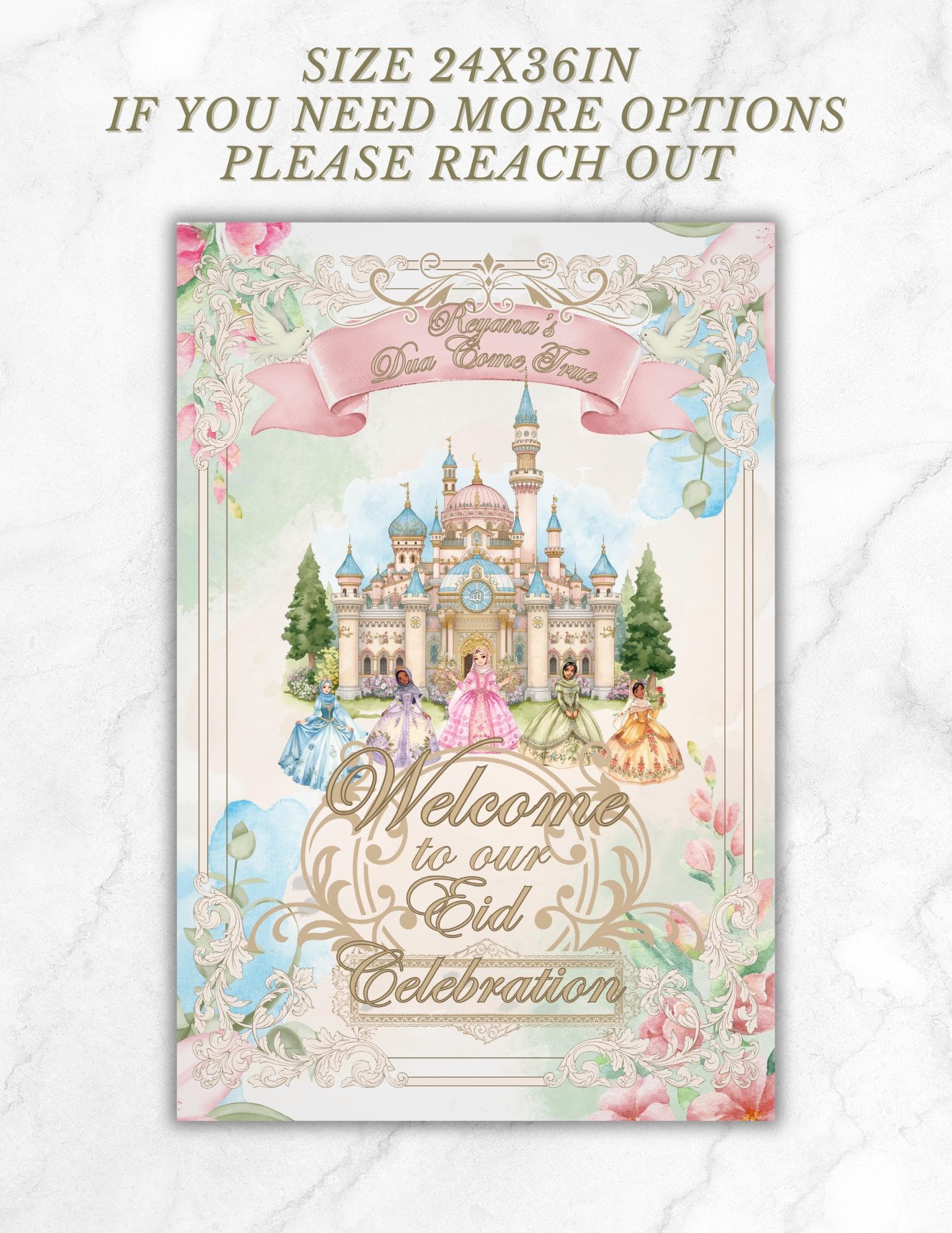 Editable Princess Ramadan Welcome Sign Princess Eid party sign muslim princess birthday sign arab party sign Ramadan Iftar sign arabic sign - image 5