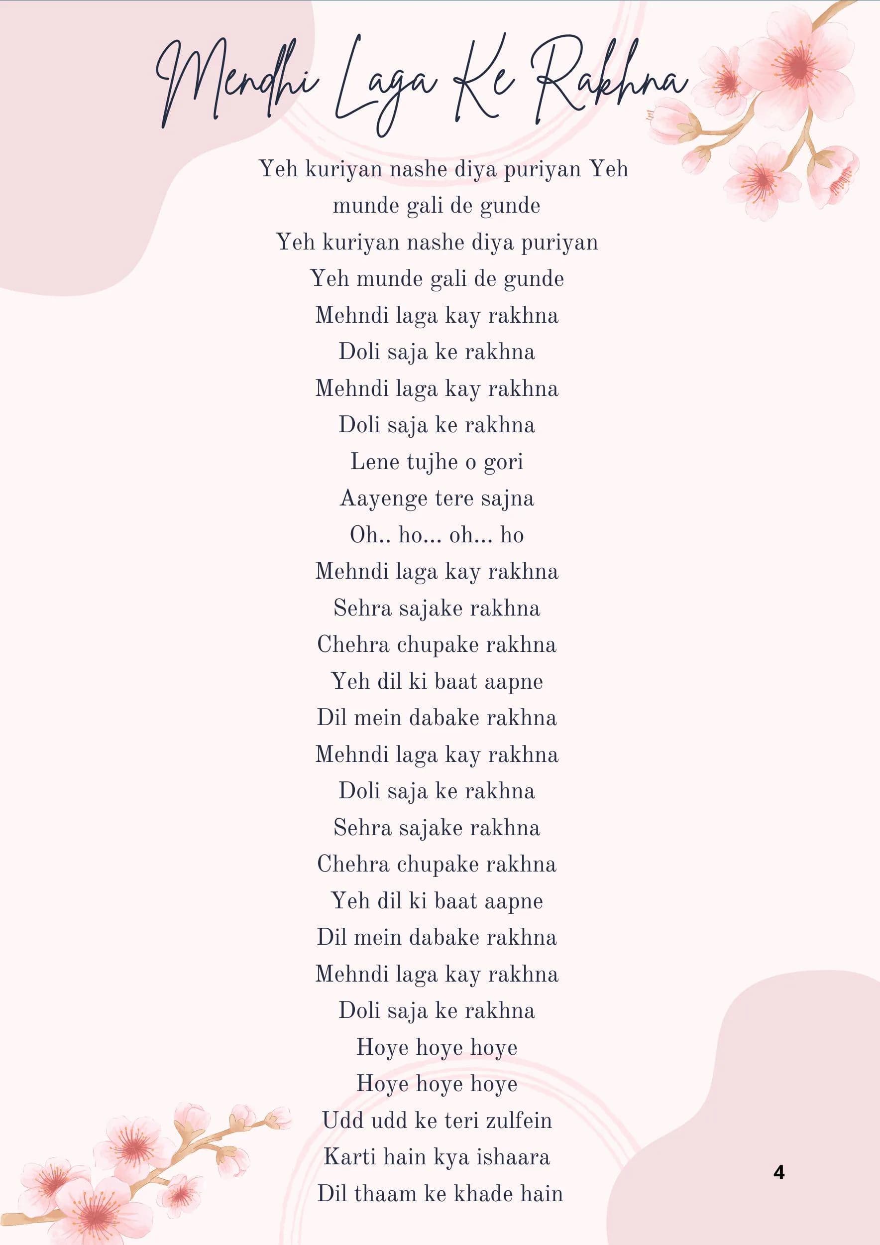 Mehndi Dholki Song Book: Indian Pakistani Wedding Songs (PDF Download) - image 5