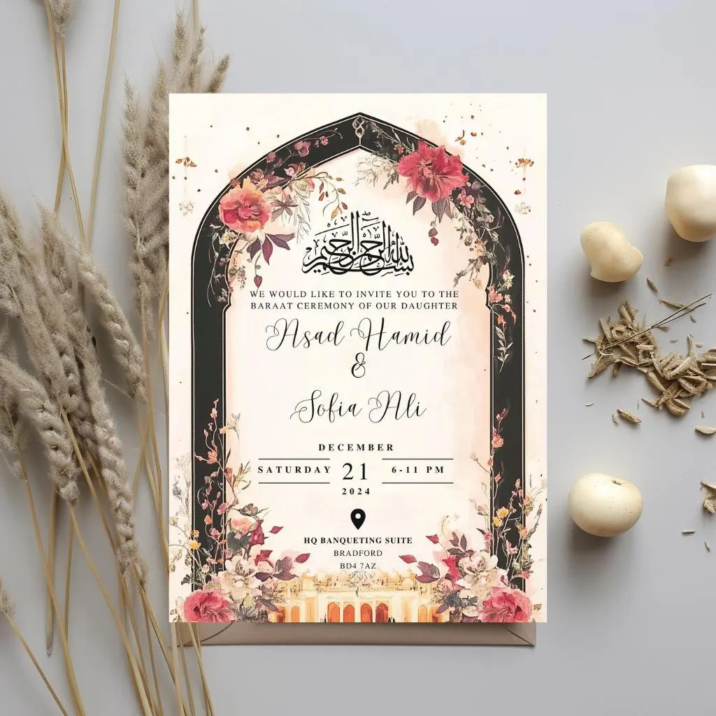 Elegant Mughal Muslim Wedding Invitation Template (Digital Download) - image 5