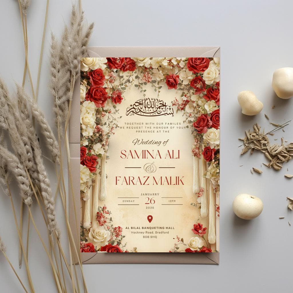 Elegant Arch Muslim Wedding Invitation: Digital Nikkah Invite (5x7 in) (Digital Download) - image 2