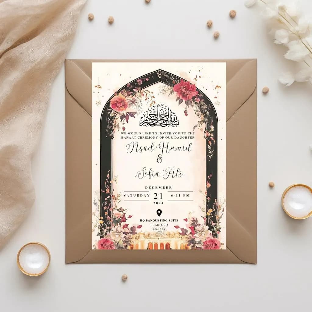 Elegant Mughal Muslim Wedding Invitation Template (Digital Download) - image 4