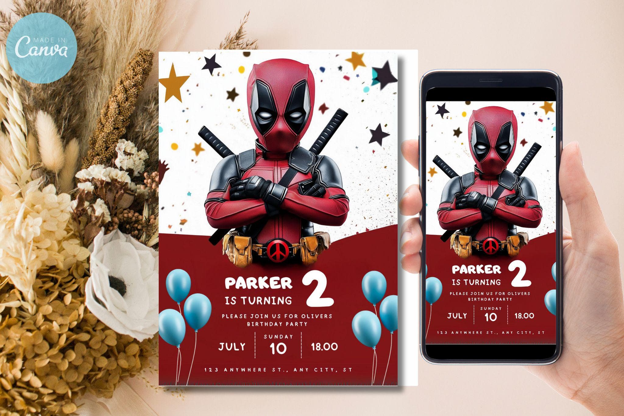 Editable Superheroes Birthday Invitation: Kids Party (Digital)