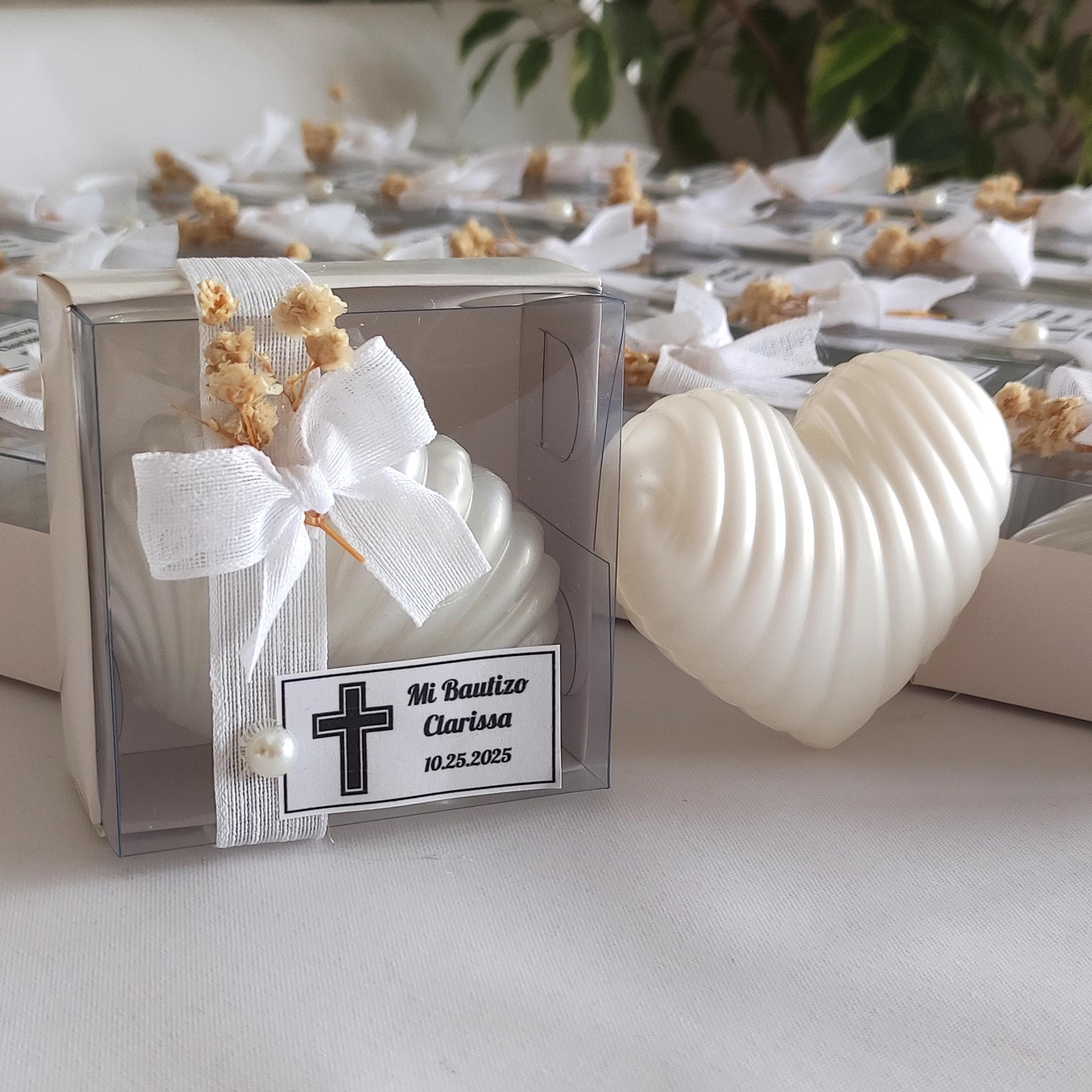 Heart Shape Seashell Candle Favor, Pearl Oyster Candle Gift, Wedding Box, Bridal Shower Party Souveniers, Bulk guest gifts