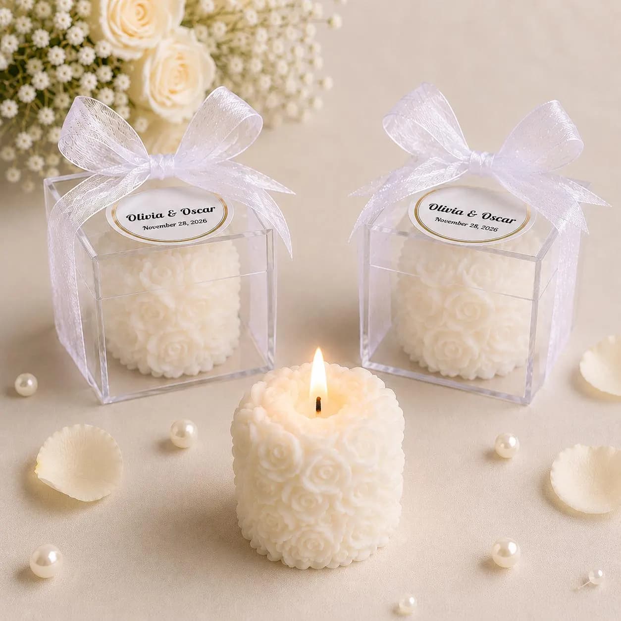 Bridesmaid Rose Candle Gift, Bulk Bridal Shower Favor, Wedding, Bachelorette Party Proposal Candle