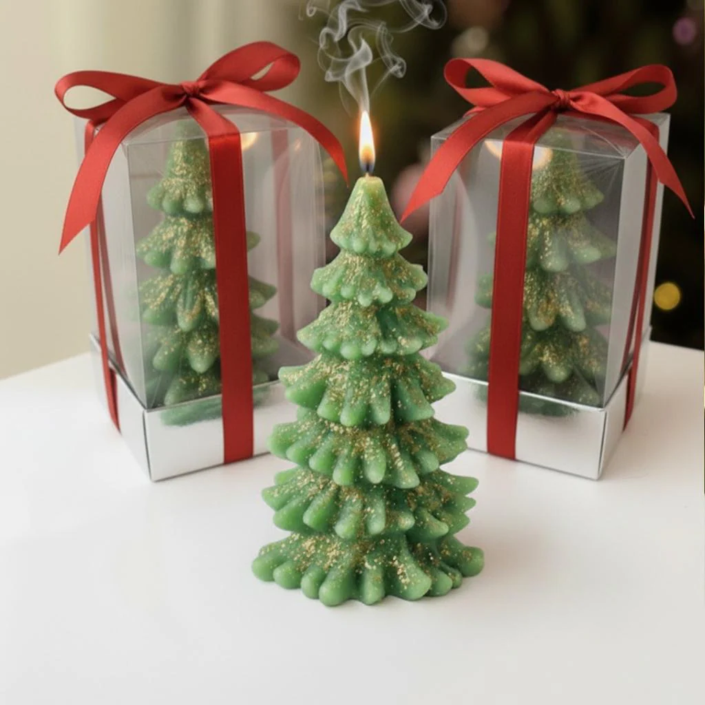Christmas Tree Candle Gift, Noel Party Favor, Holiday Mini Pine Candle
