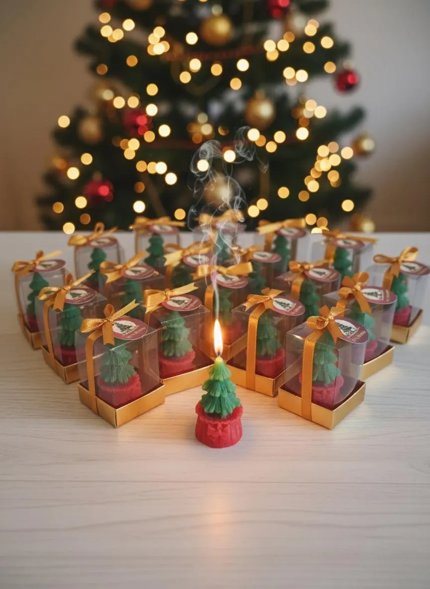 Noel Pine Tree Candle Favor - Christmas New Year Xmas table decor - Party Bulk Gifts