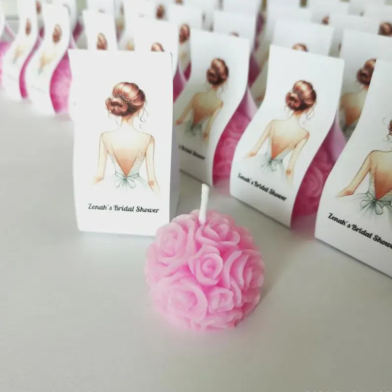 Rose Floral Wedding Candle Favours – Bridal Shower, Party Favor, Bridesmaid Gift