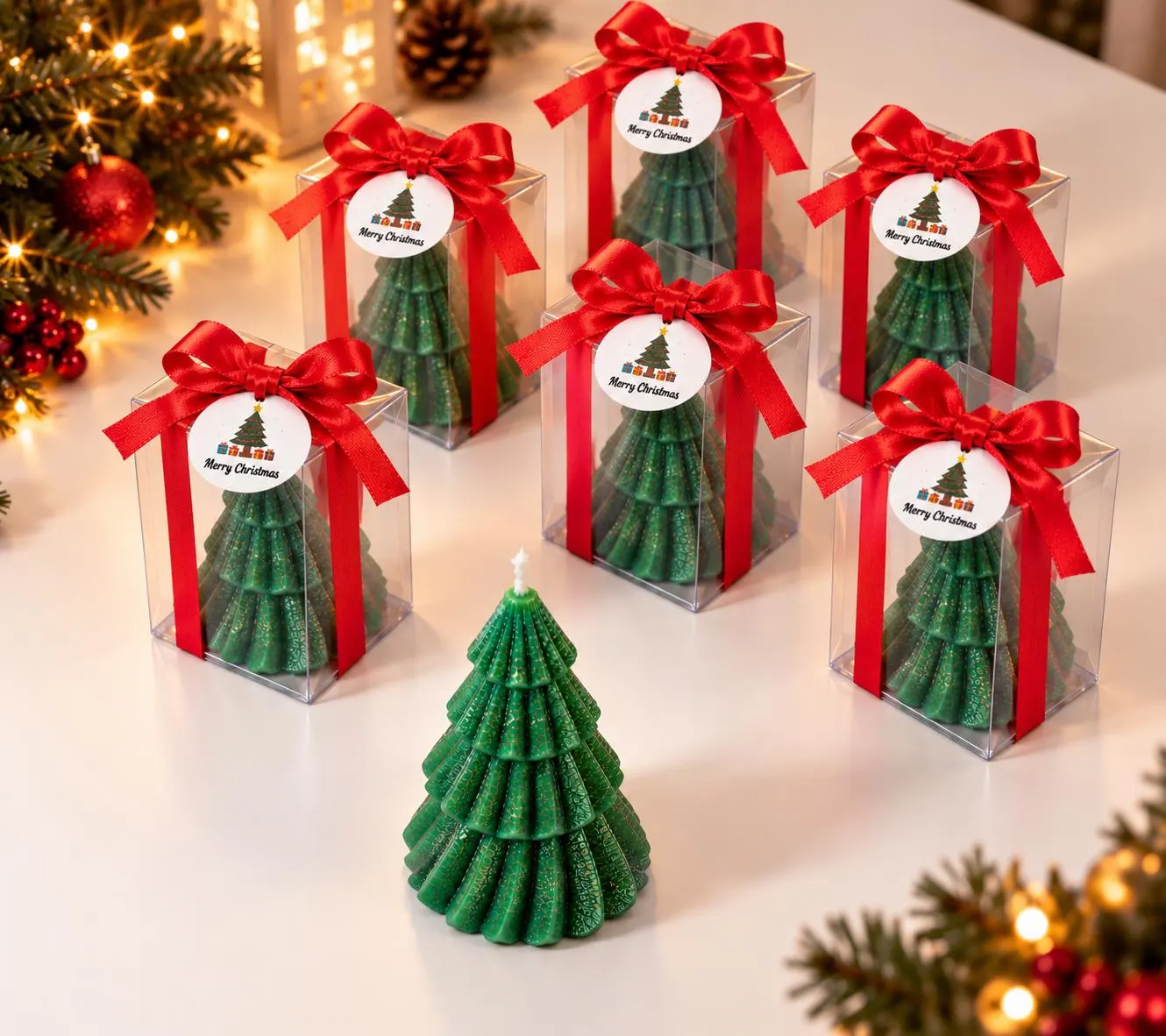 Christmas Pine Tree Candle, Noel Table Gift ideas, Unique Home Decor Ornaments
