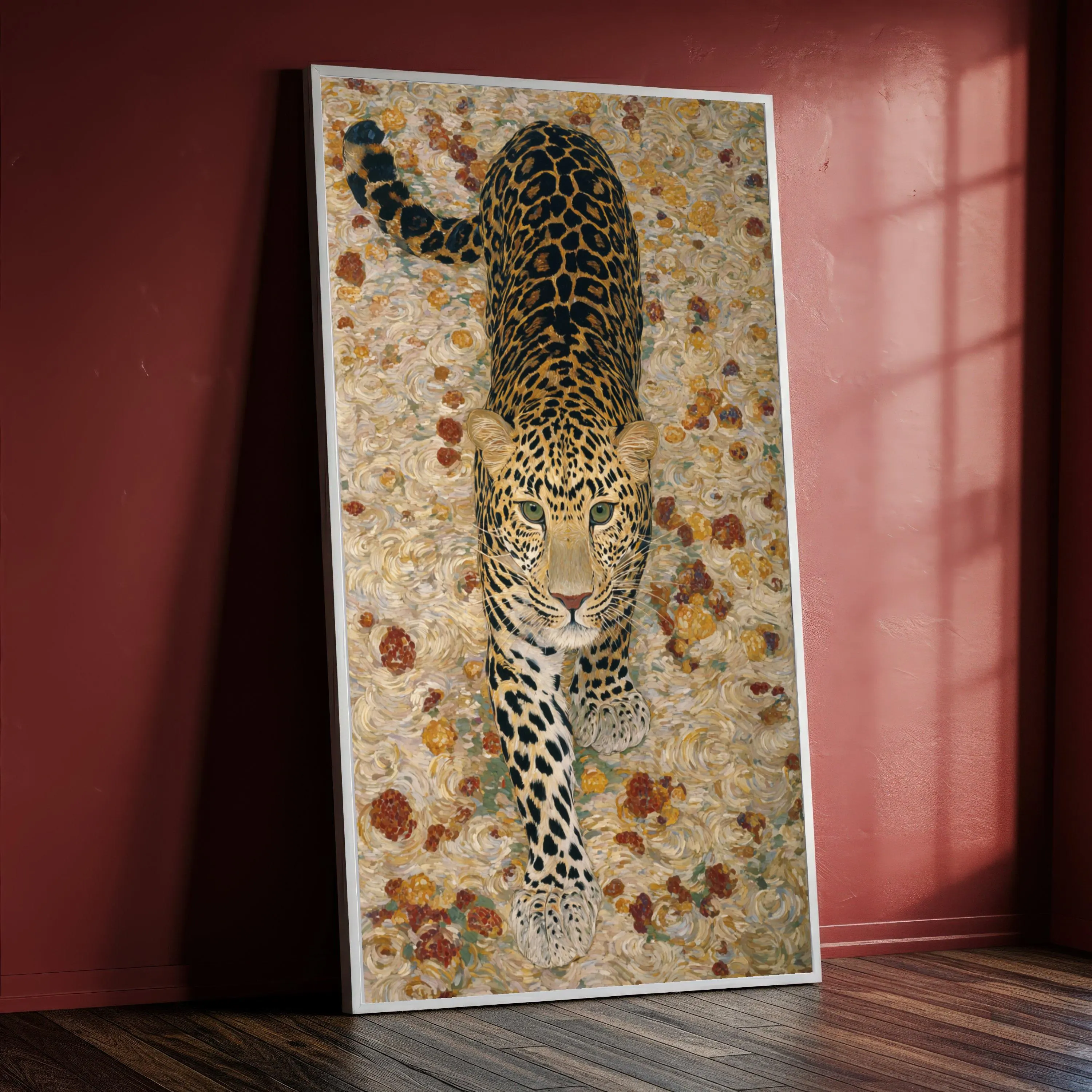 Majestic Leopard Walk Canvas, Wildlife Animal Art, Nature Wall Decor, Big Cat Canvas, Jungle Theme Decoration