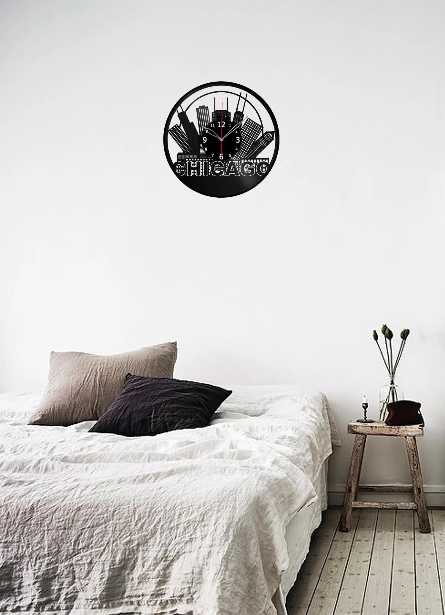 Chicago Clock with LED Light Vinyl Clock City Decor Wall Clock Custom Order Vinyl Record Wall Clock Personalized Design Gift for him and his - image 4
