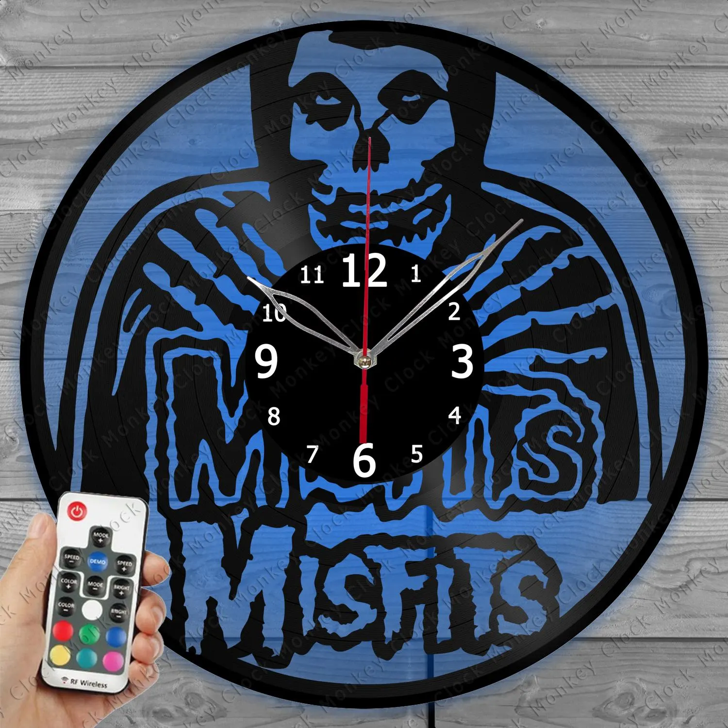 MISFITS Clock with LED Light Wall Art MISFITS Decor Rock Band Wall Clock Custom Order Personalized Vinyl Record Wall Clock Misfits Gift