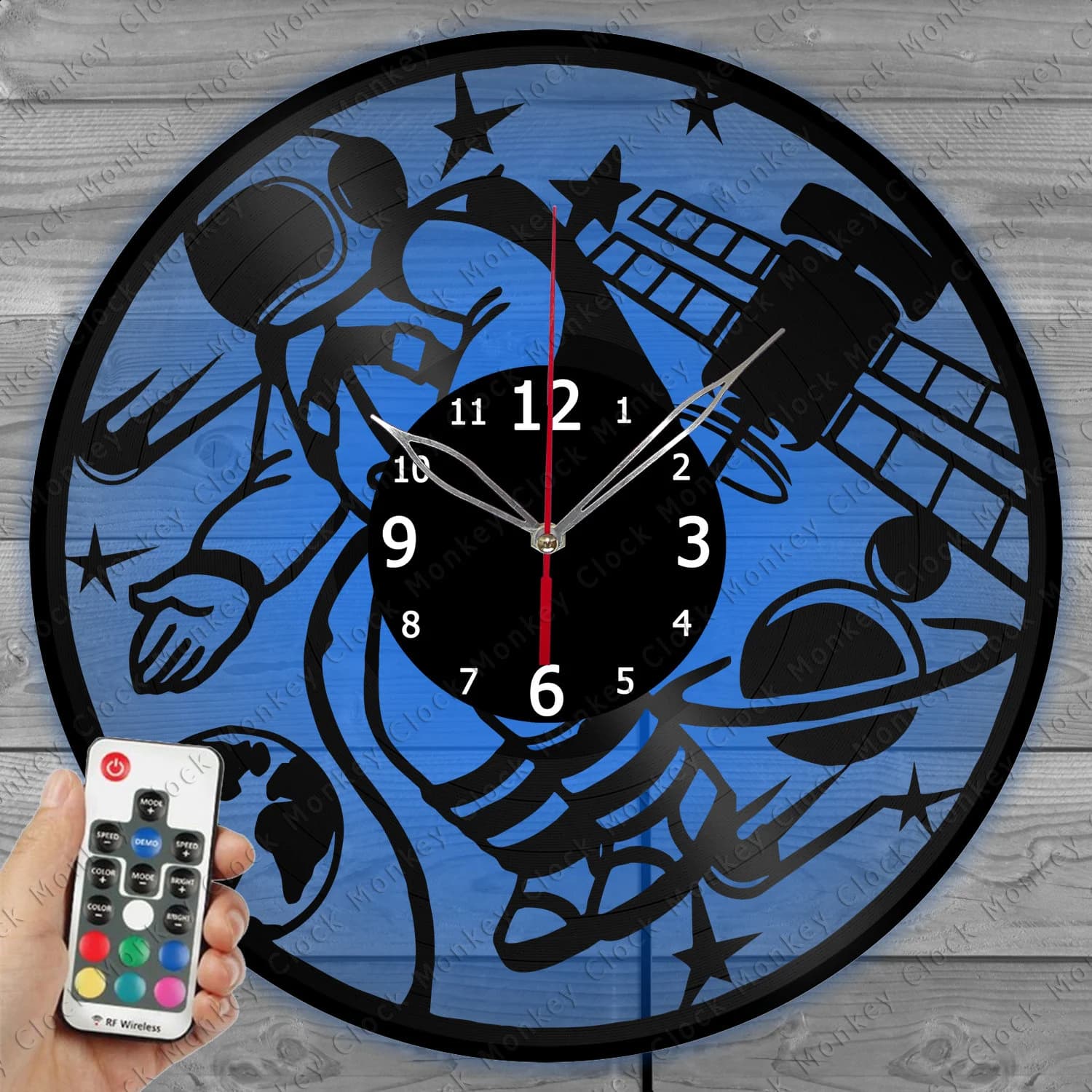 Space Clock with LED Light Vinyl Clock Art Home Decor Wall Clock Custom Order Vinyl Record Wall Clock Personalized Design Gift for him & his