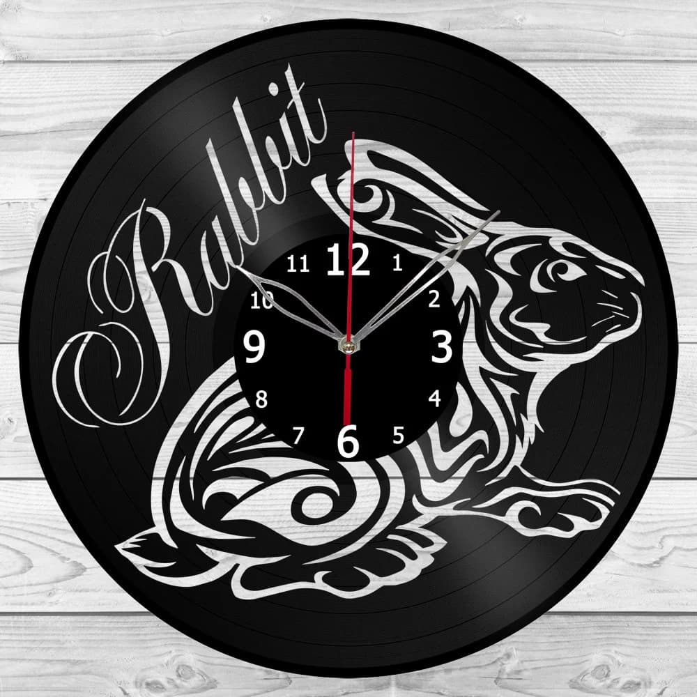 Rabbit Clock with LED Light Vinyl Clock Home Decor Wall Clock Custom Order Vinyl Record Wall Clock Personalized Design Gift for him & his - image 3