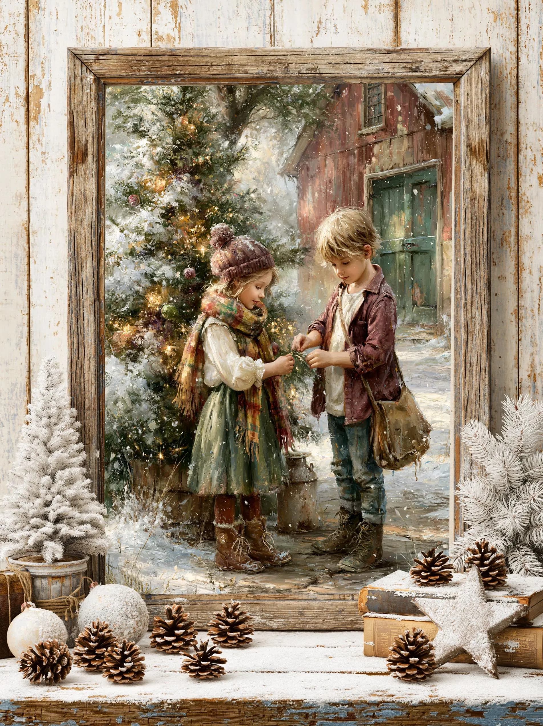 Vintage Christmas Children Mulberry Rice Paper for Decoupage | Cozy Winter Cottage Kids | Holiday Family Craft Paper | Christmas Tree Decor - image 3