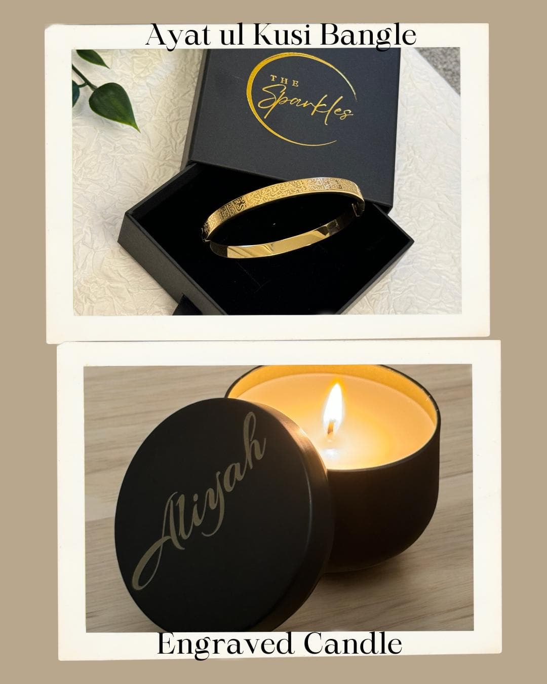 Ayat ul Kursi Bangle with Name Date Engraved Scented Soy Candle |Ramadan Eid Gift Bundle | Personalized Gift Set for Eid Ramadan | Limited