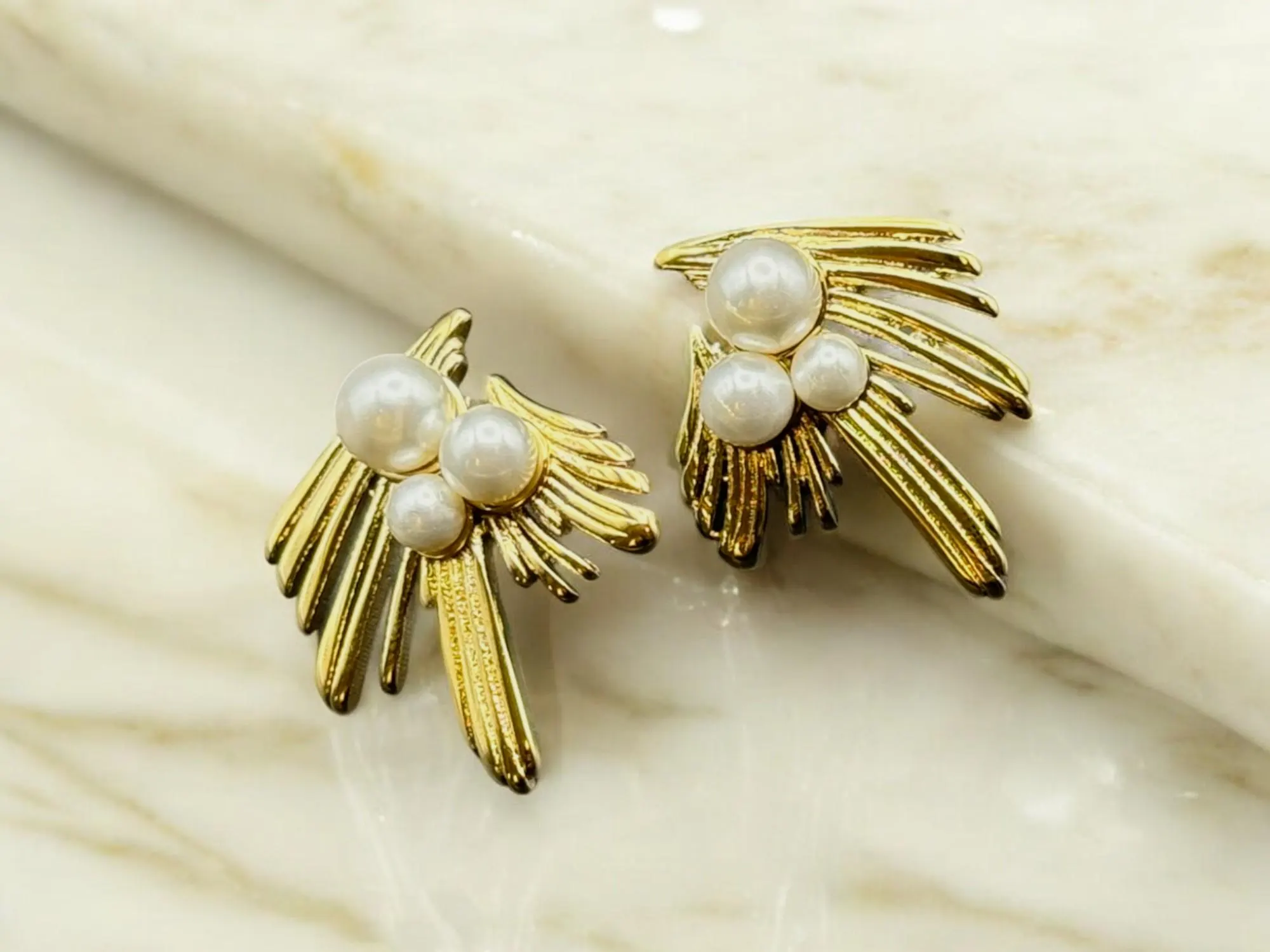Gold & Pearl Earrings: 18K Dipped Chic Tops
