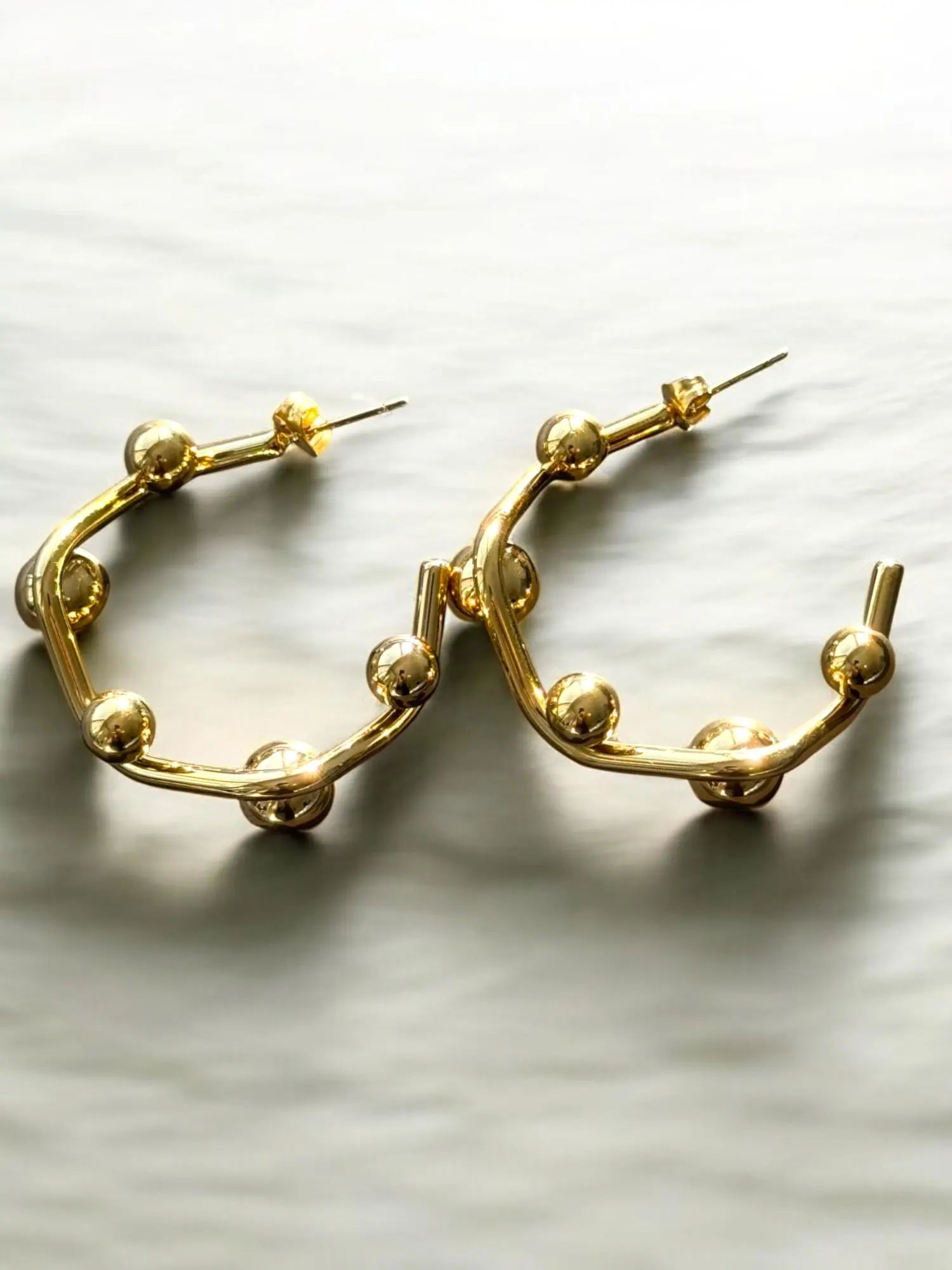 Gold Plated Earrings | Chic Minimalist Trendy Earrings | Real Gold Plated | Casual & Formal Wear | Gift Ideas for Her | Traditional Presents. Round Hoop Gold Earrings. Traditional wear
