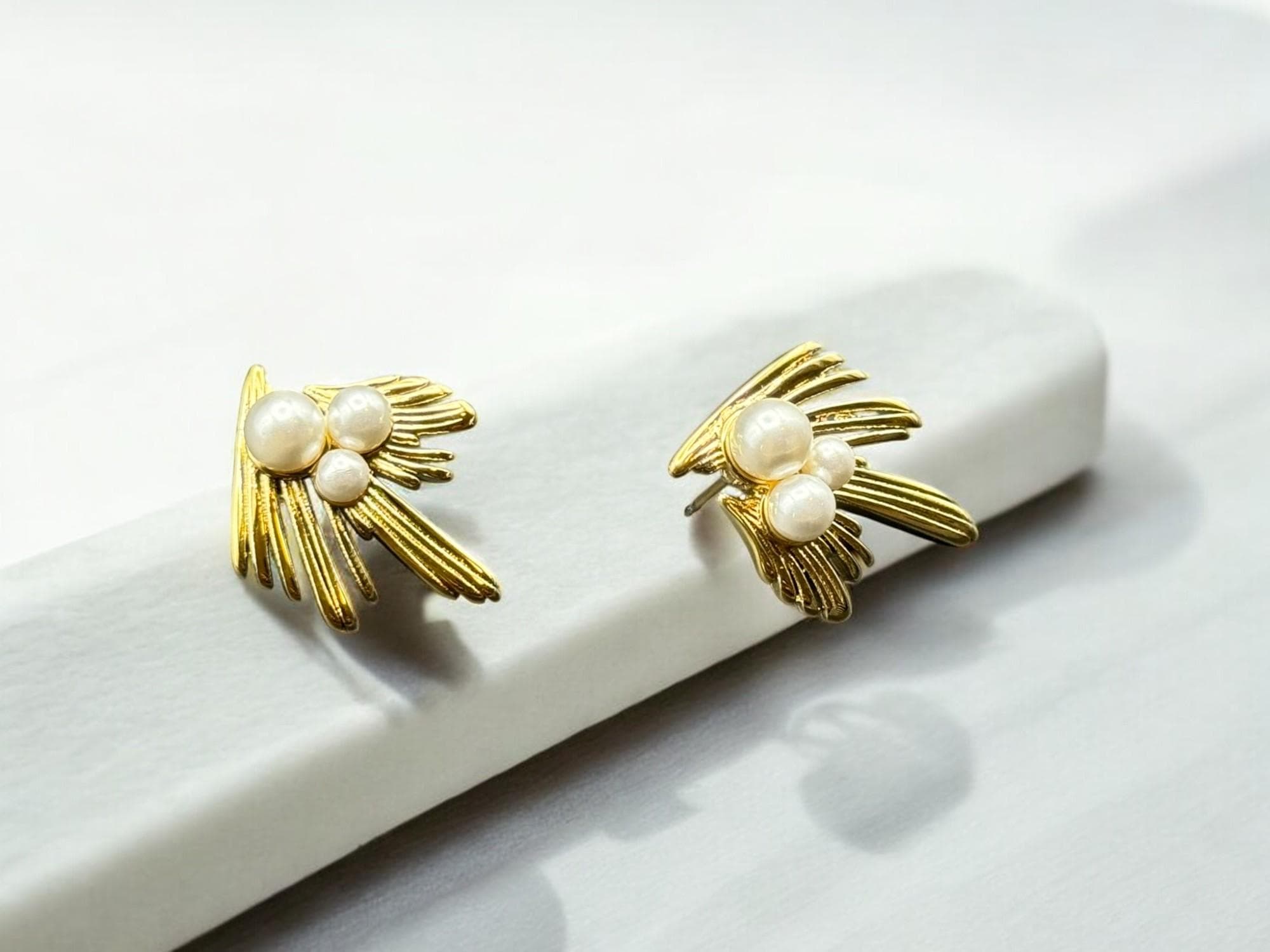 Gold & Pearl Earrings: 18K Dipped Chic Tops - image 4