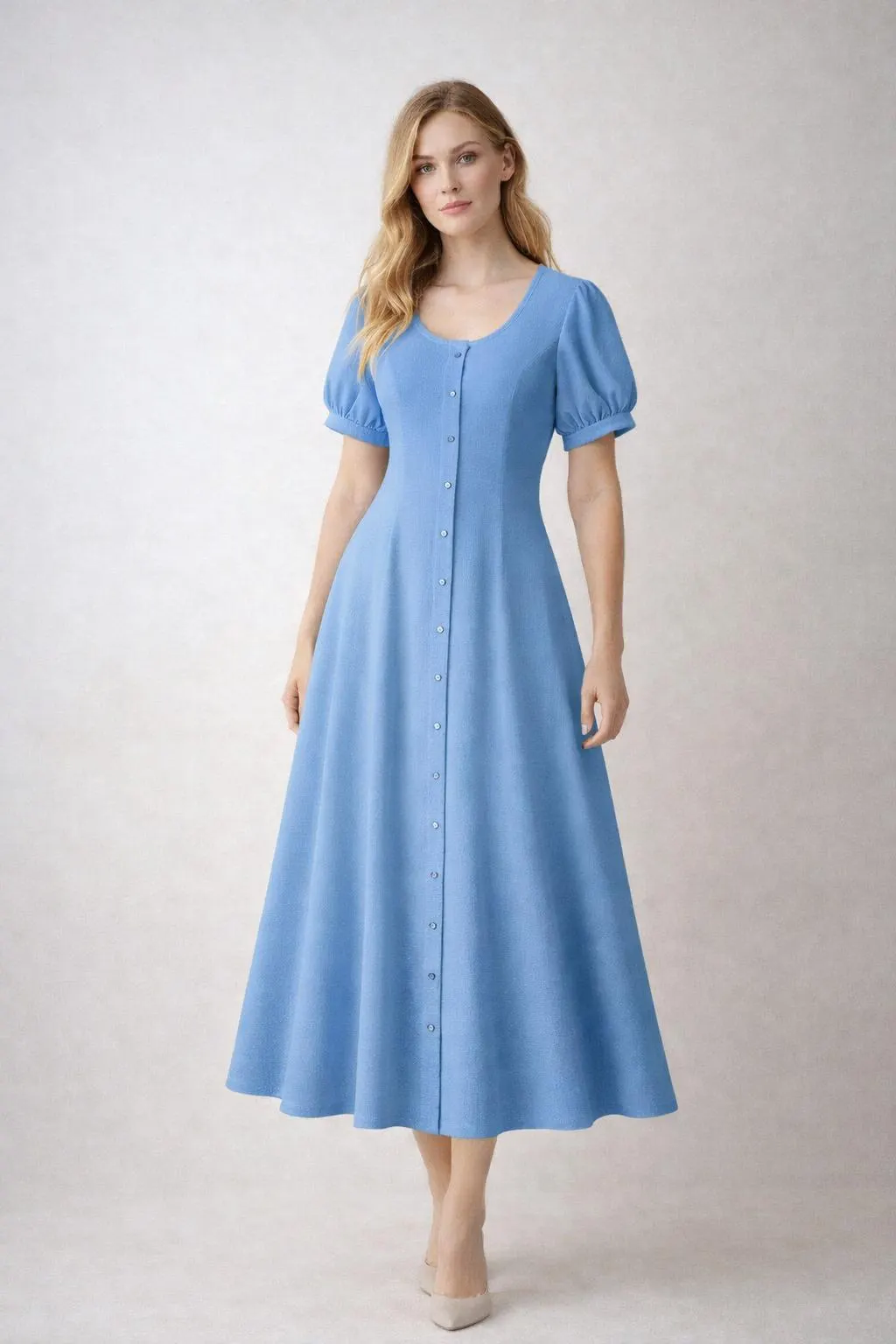 Button Down Dress Sewing Pattern,Cottagecore Dress,Evening Gown Dress,Puff Sleeve Dress,Flared Dress, PDF 2 to 30 A4 /A0/ US Letter - image 3