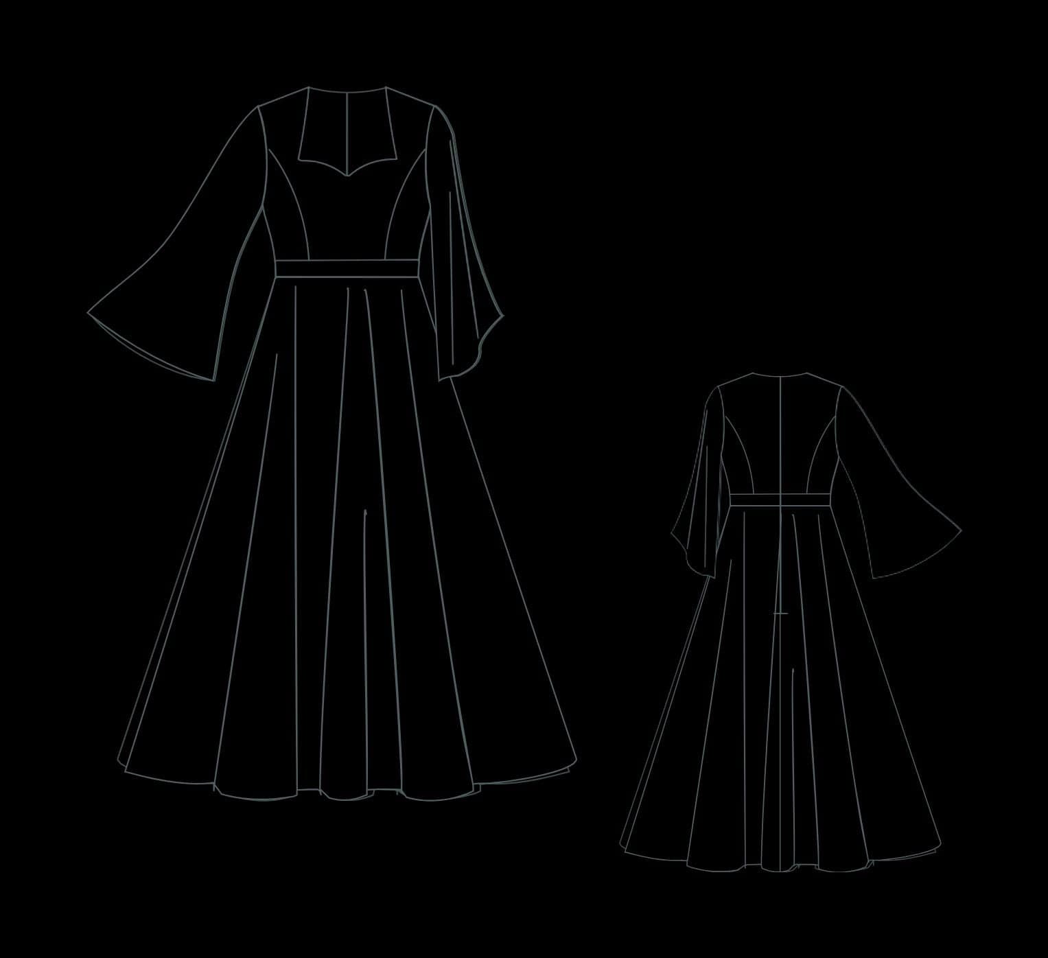 Halloween Dress Pattern, Gothic Witch Costume Dress Pattern,Fantasy Dress, Halloween Dress Sewing Pattern (A4 US LETTER/ A0 FORMAT) - image 5