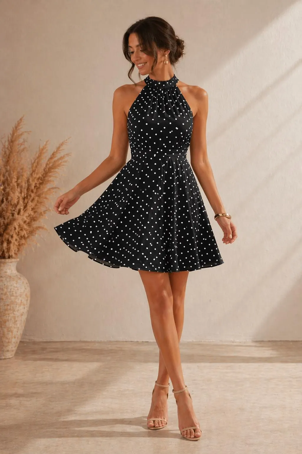 Halter Neck Dress Pattern PDF, Mini Summer Dress Sewing Pattern, Gathered Neck Dress, A-Line Skirt,Polka Dot Women's Dress Pattern - image 3