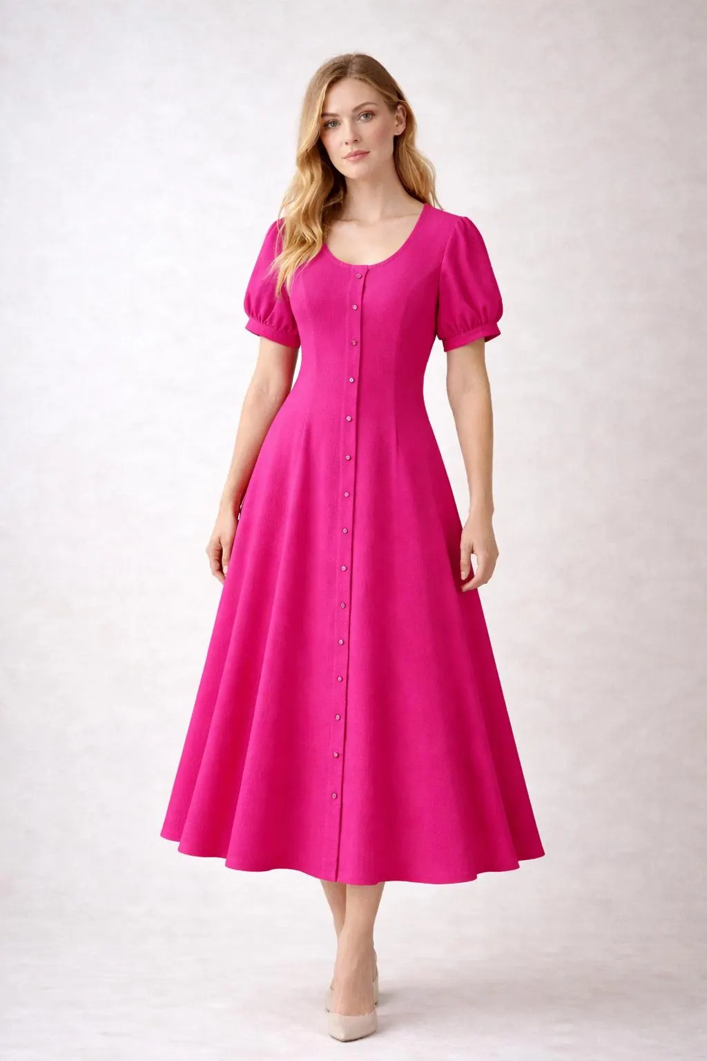 Button Down Dress Sewing Pattern,Cottagecore Dress,Evening Gown Dress,Puff Sleeve Dress,Flared Dress, PDF 2 to 30 A4 /A0/ US Letter - image 5