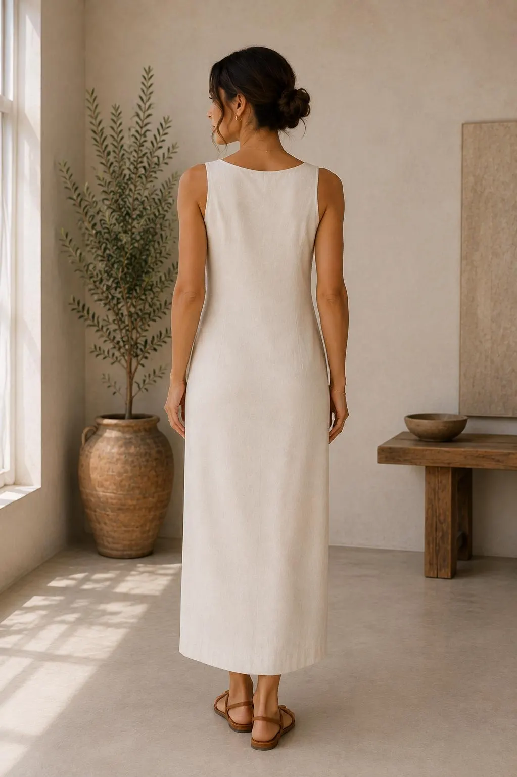 Cocoon Maxi Dress Sewing Pattern PDF, Button Front Dress Pattern, Round Scoop Neck Dress, Sleeveless Linen Dress with Pockets, Women’s PDF - image 4