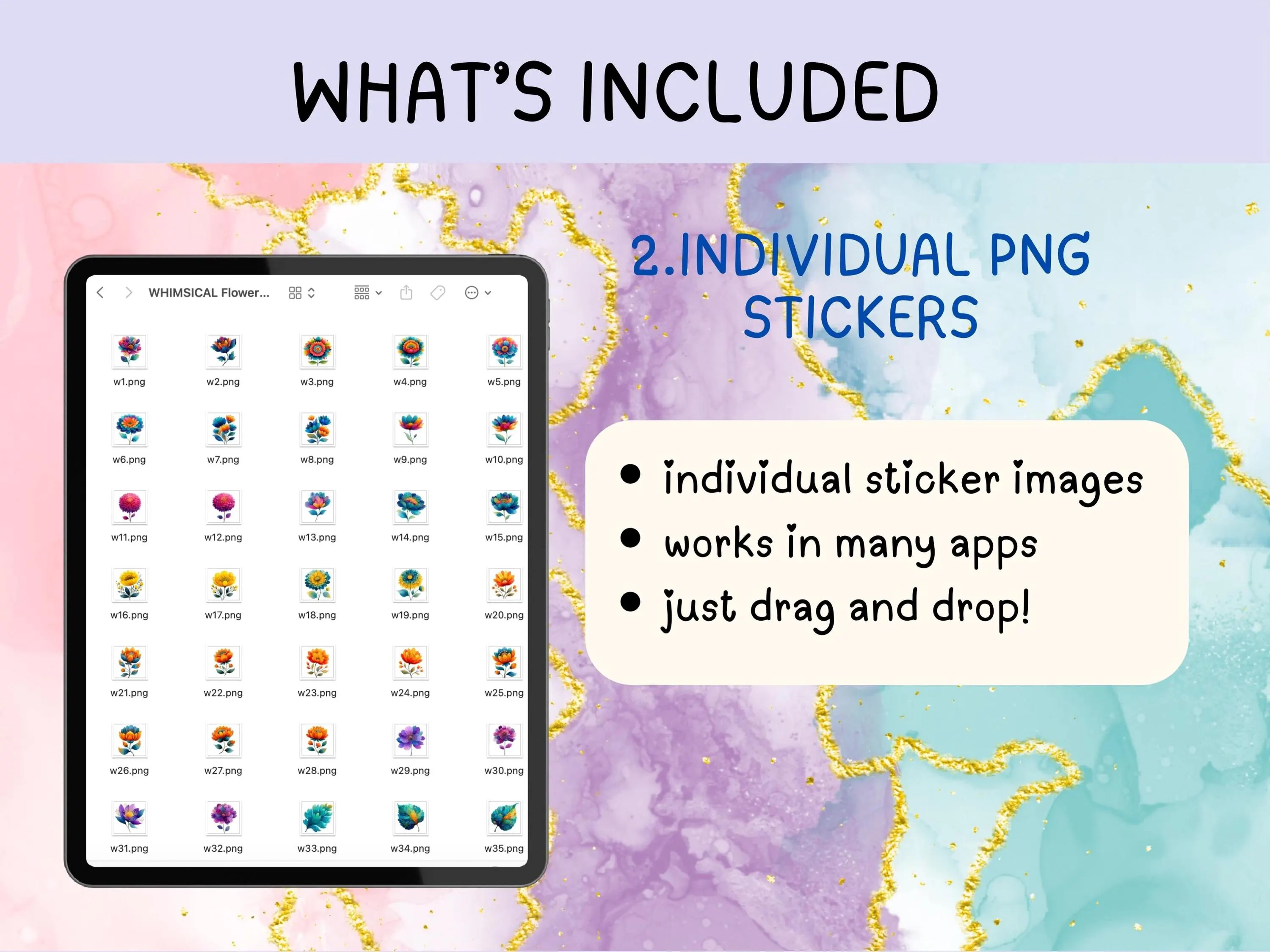 Vibrant Whimsical Flower Digital Stickers, Colorful Watercolor Floral PNG, Sweet Goodnotes Planner Decor, Cheerful Journal Scrapbook Clipart - image 5