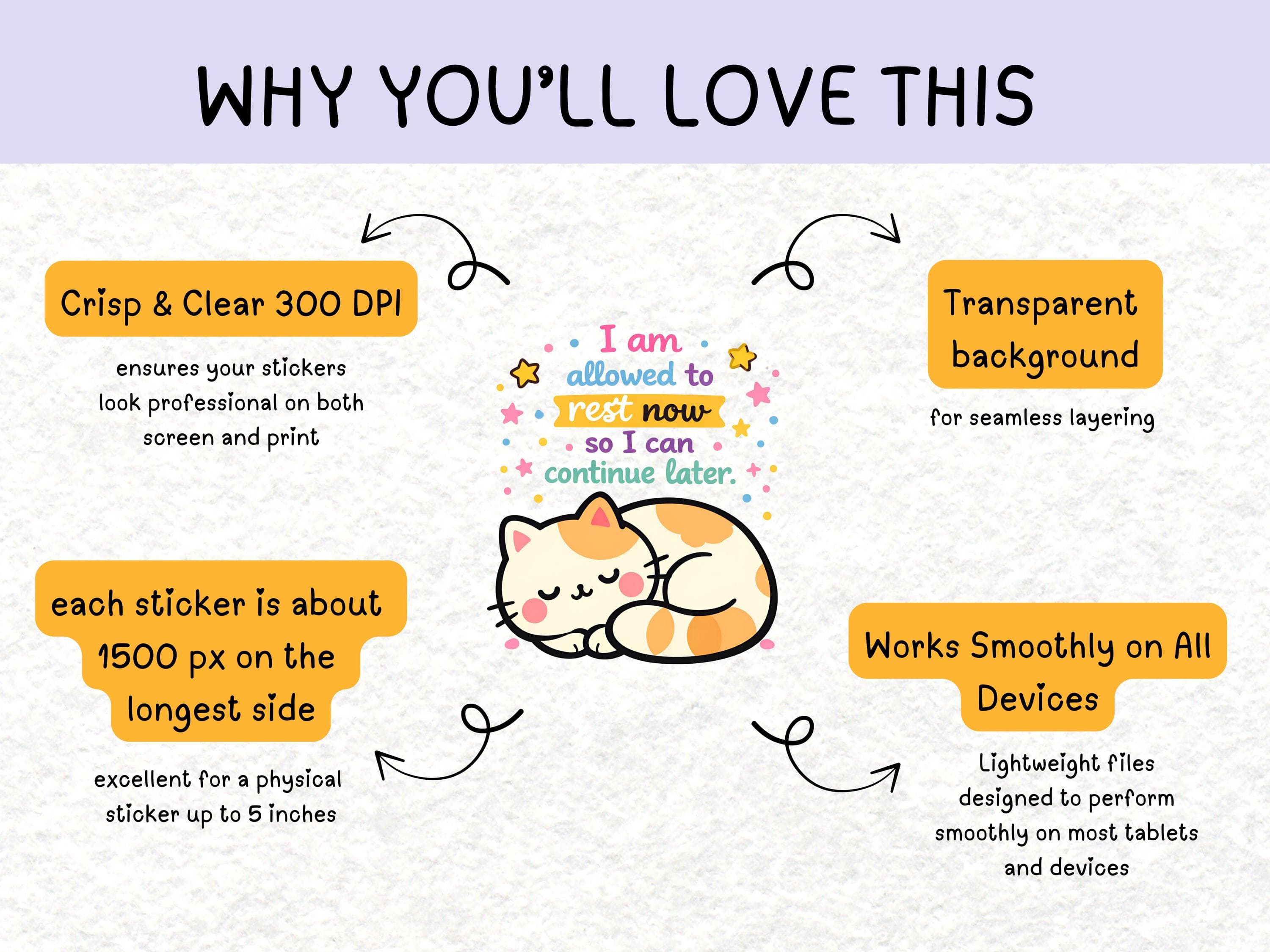 Kawaii Cat Motivational Digital Stickers | Cute Self Care Cat Stickers PNG | Mental Health Affirmation Stickers for GoodNotes - image 4