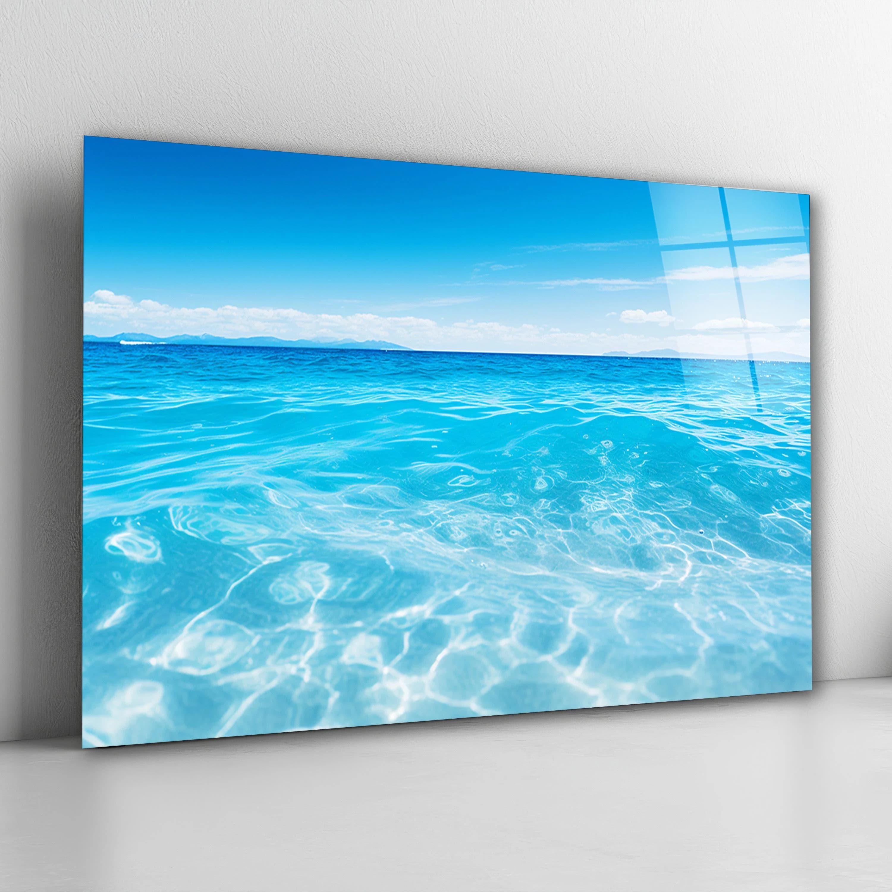 Ocean Glass Wall Art, Coastal Tempered Glass Decor, Beach Wall Art, Living Room Decoration, New Home Gifts, Anniversary Gifts, Glass Print