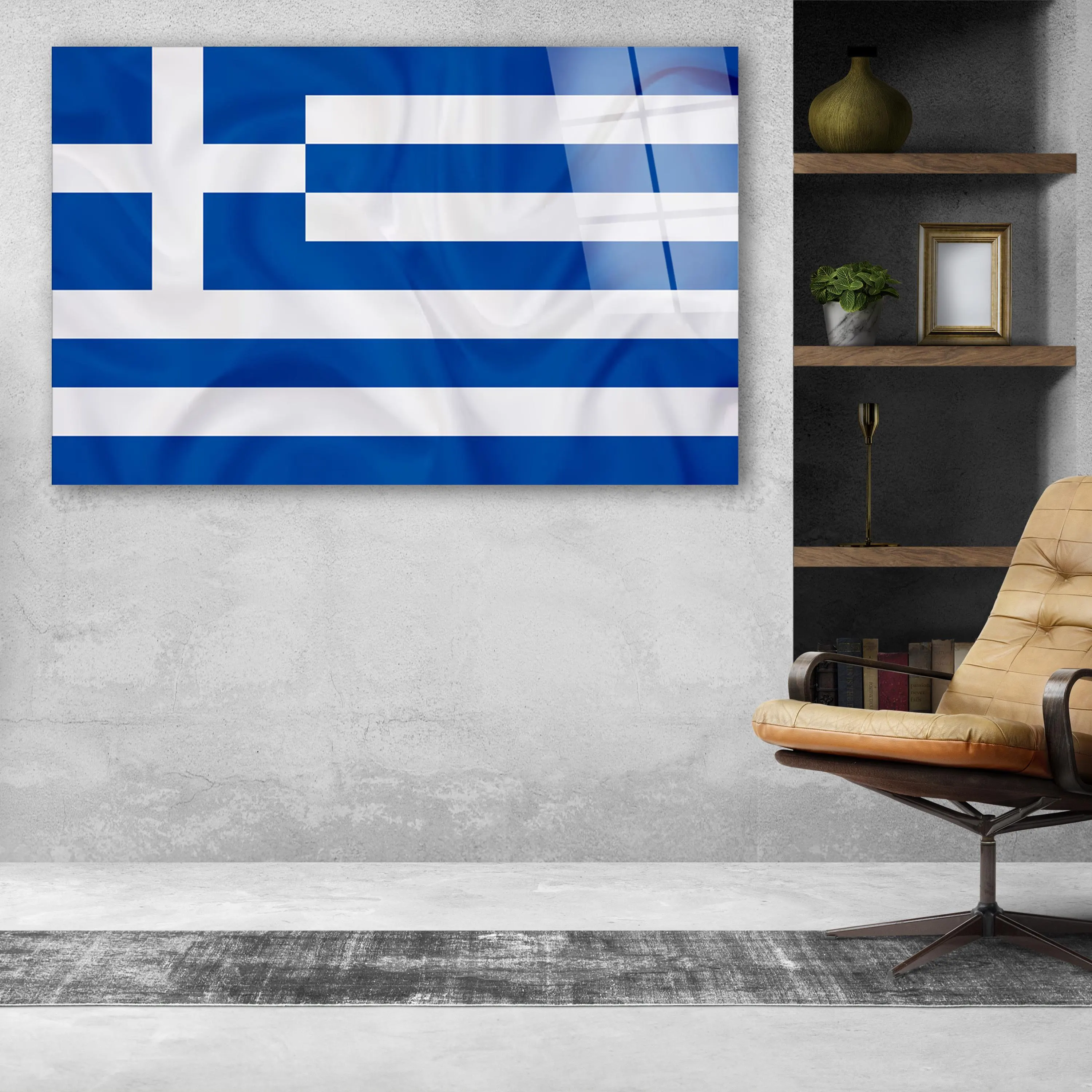 Greek Flag Glass Wall Art, Flag Of Greece Tempered Glass Decor, Hellenic Flag, Greek Gifts, Hellas Wall Art, Anniversary Gifts, Wall Hanging