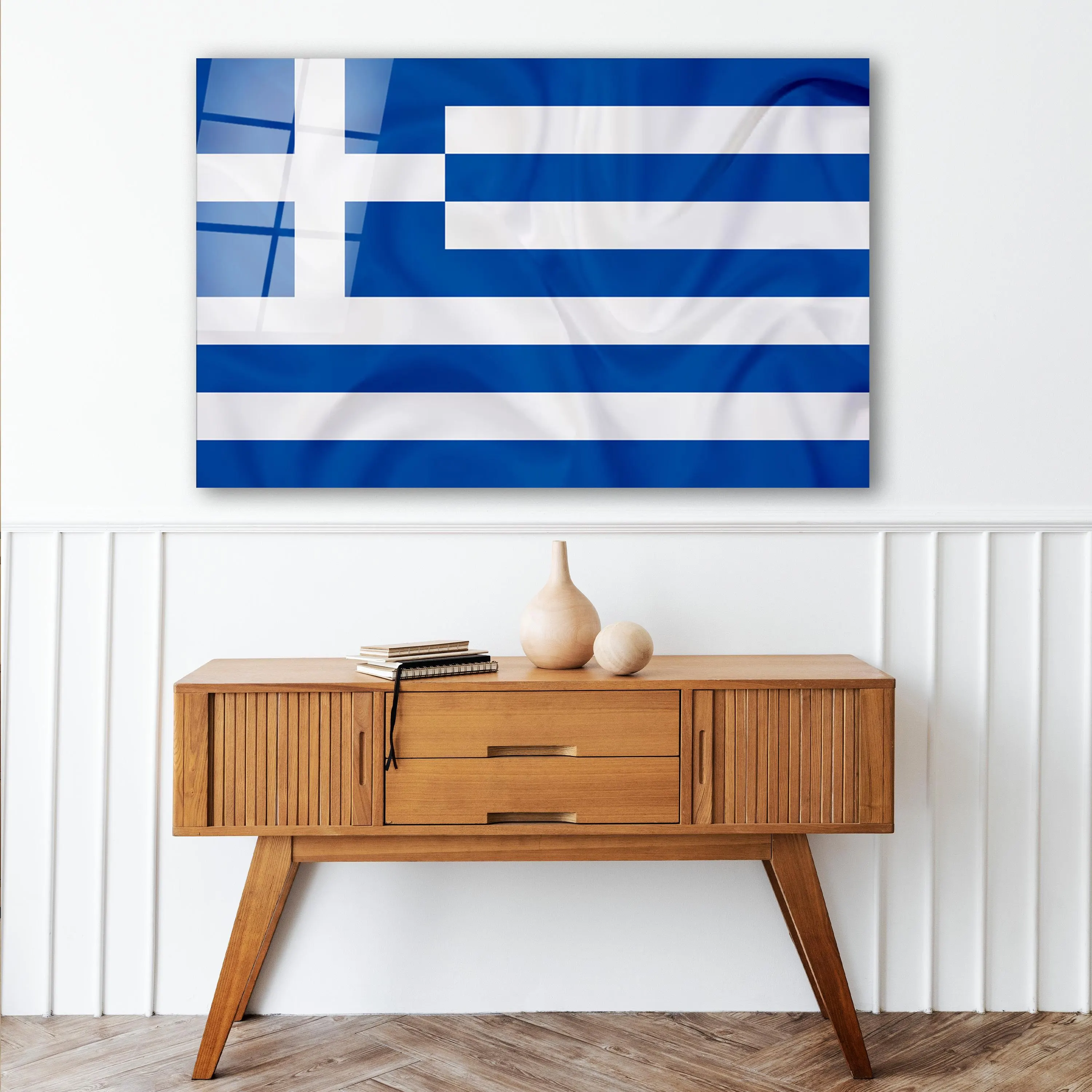 Greek Flag Glass Wall Art, Flag Of Greece Tempered Glass Decor, Hellenic Flag, Greek Gifts, Hellas Wall Art, Anniversary Gifts, Wall Hanging